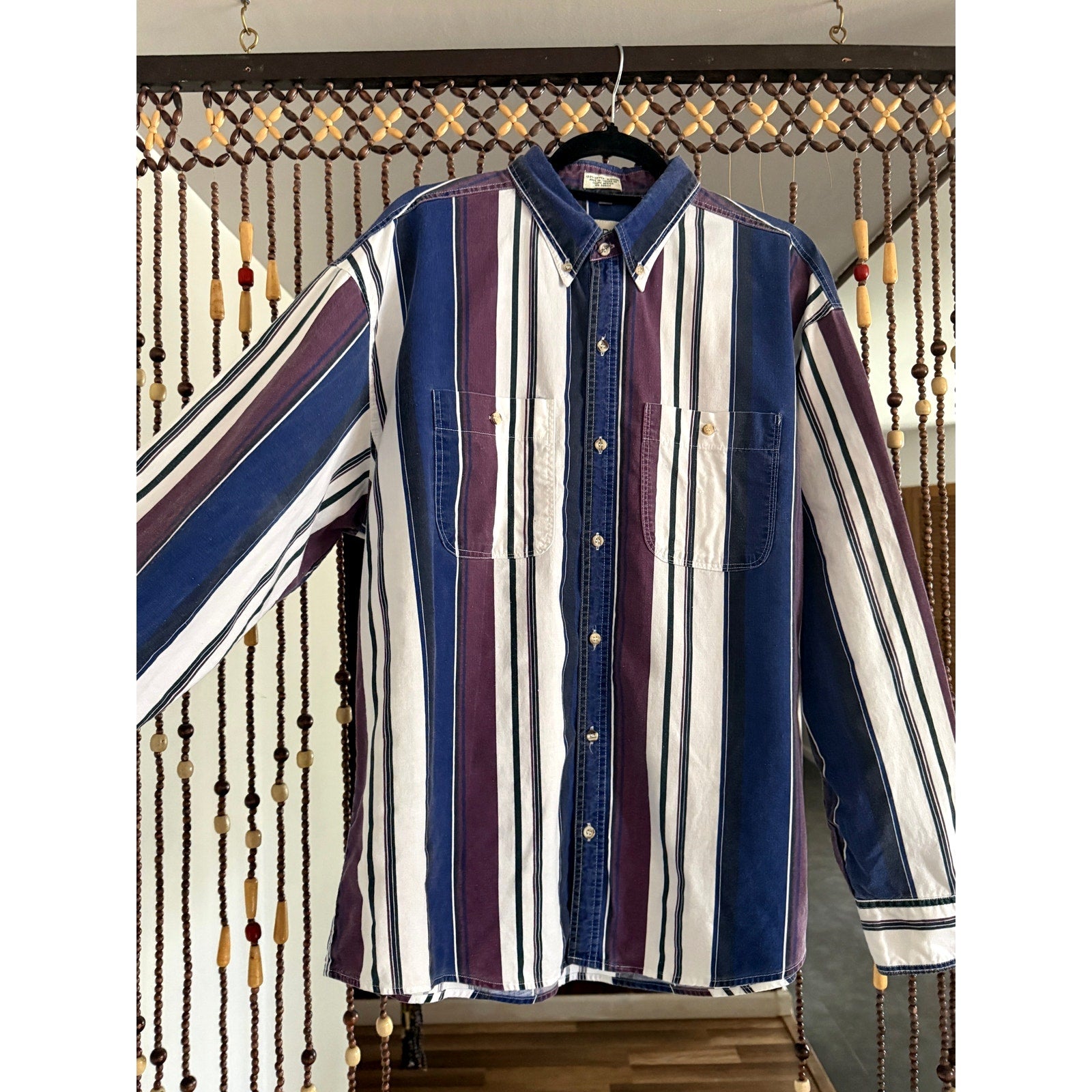 90s Campus 100% Cotton Striped Oxford Shirt | XL