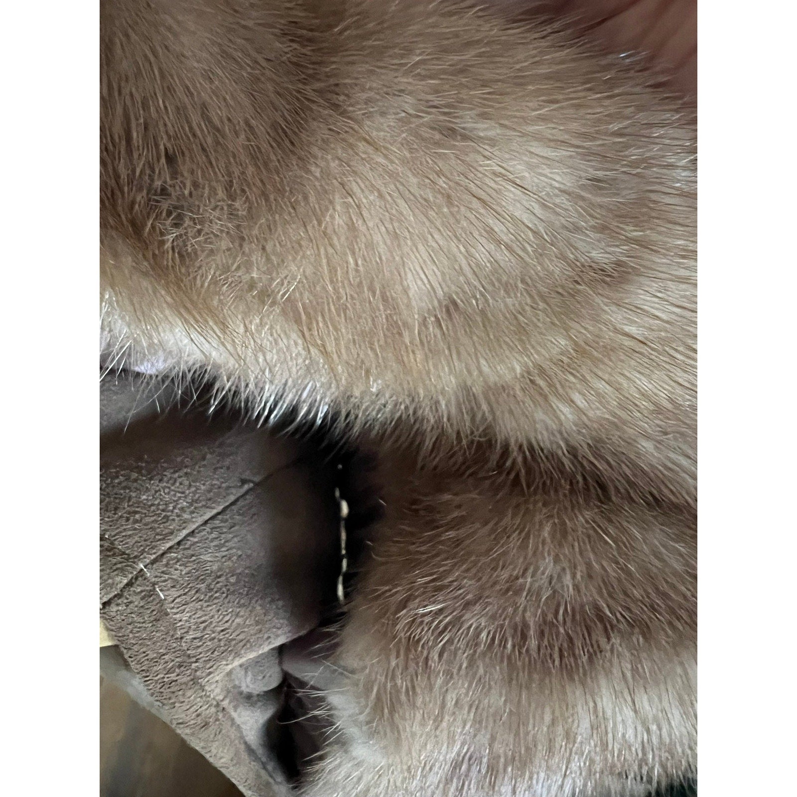 60s Long Suede Buttoned Coat with Mink Fur Collar