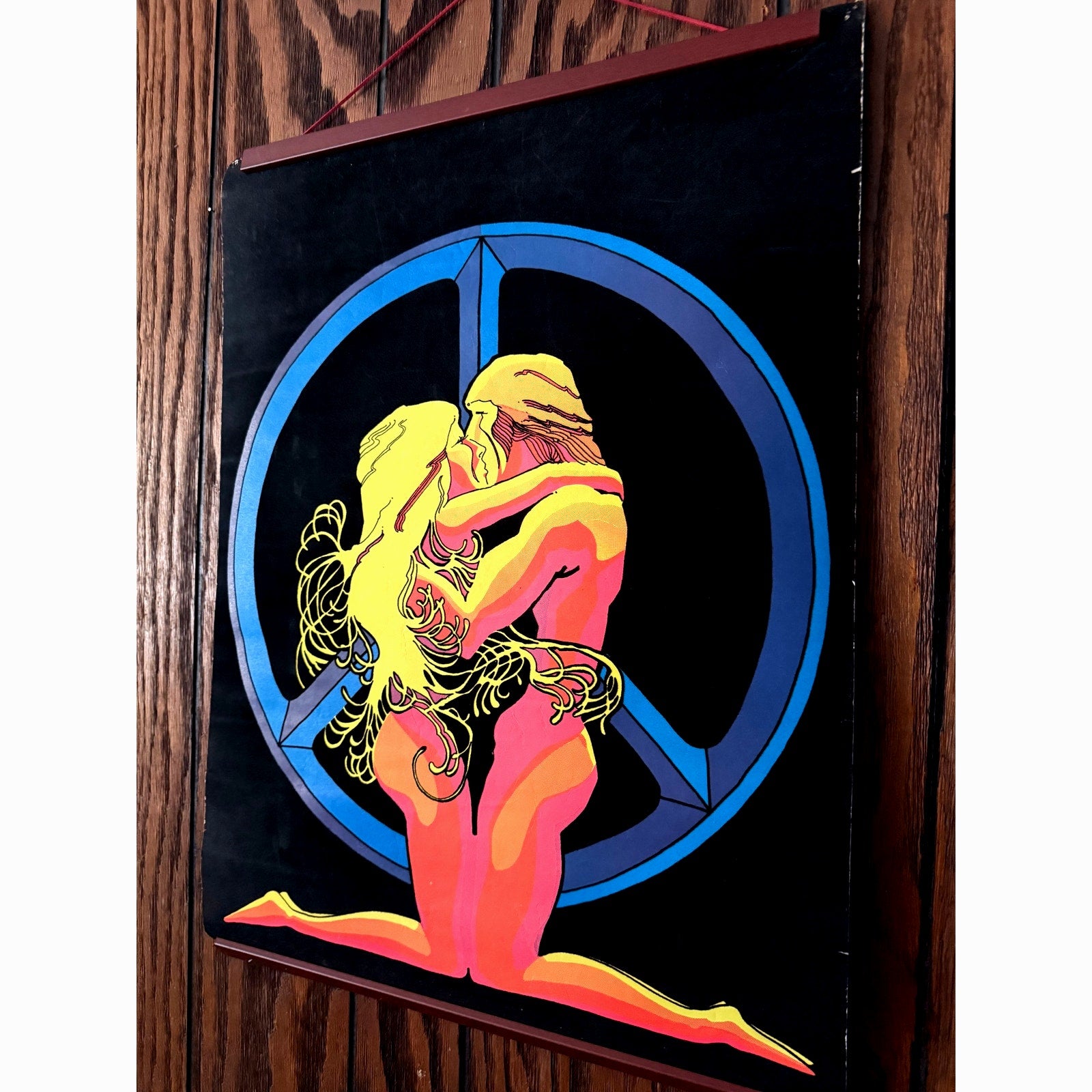 Original 1974 Pro Arts Erotica Blacklight Velvet Poster | Peace Lovers | 20" x 27"