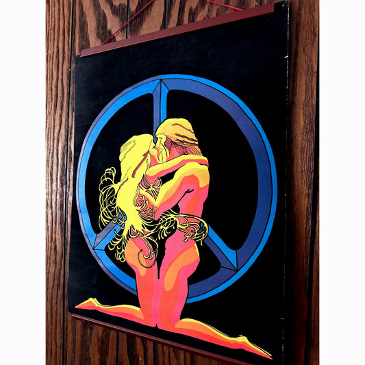 Original 1974 Pro Arts Erotica Blacklight Velvet Poster | Peace Lovers | 20" x 27"