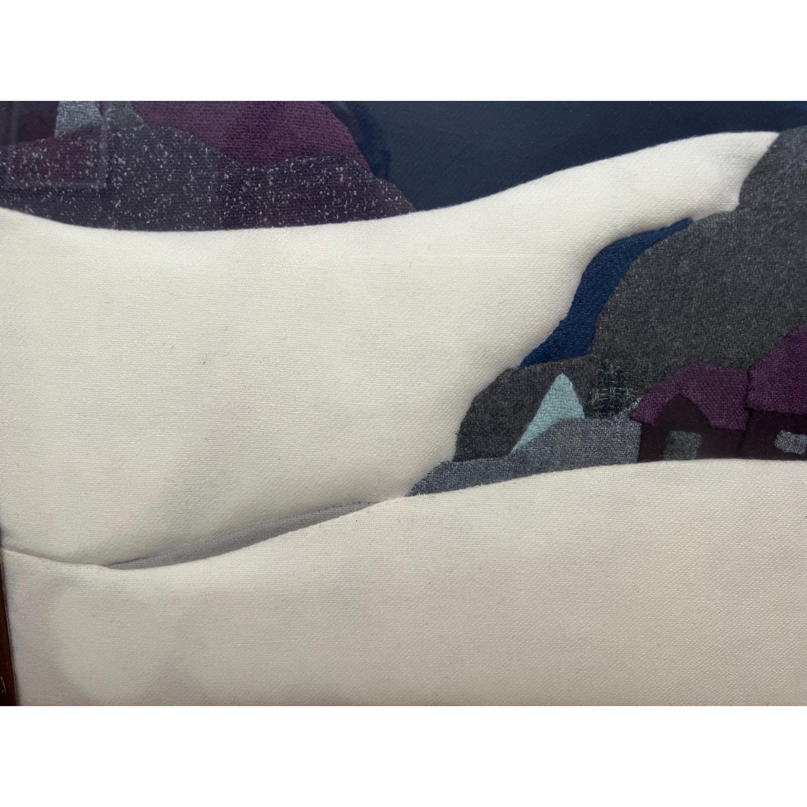 Vintage Framed Winter Landscape Collage Handwoven Textile Art