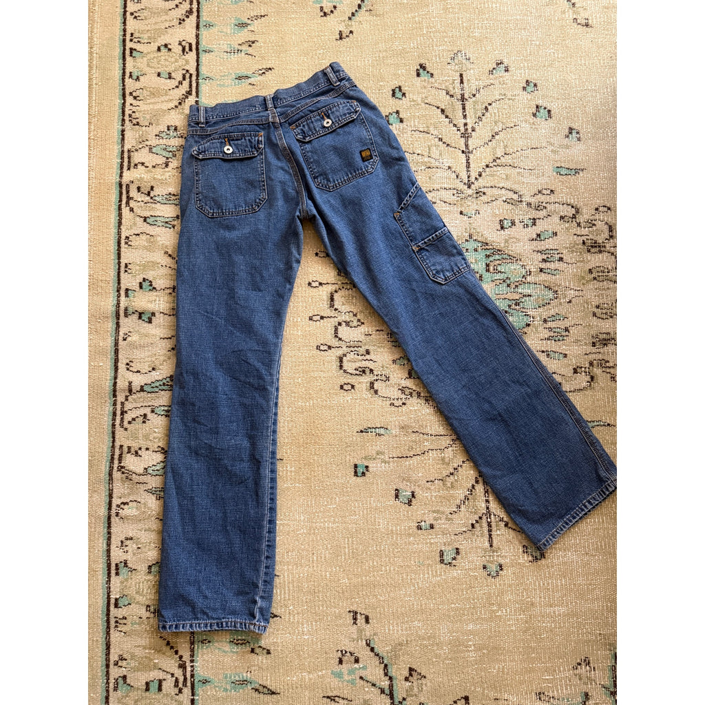 1990s Buffalo Jeans | Straight Leg Denim Cargo Pants | 27W