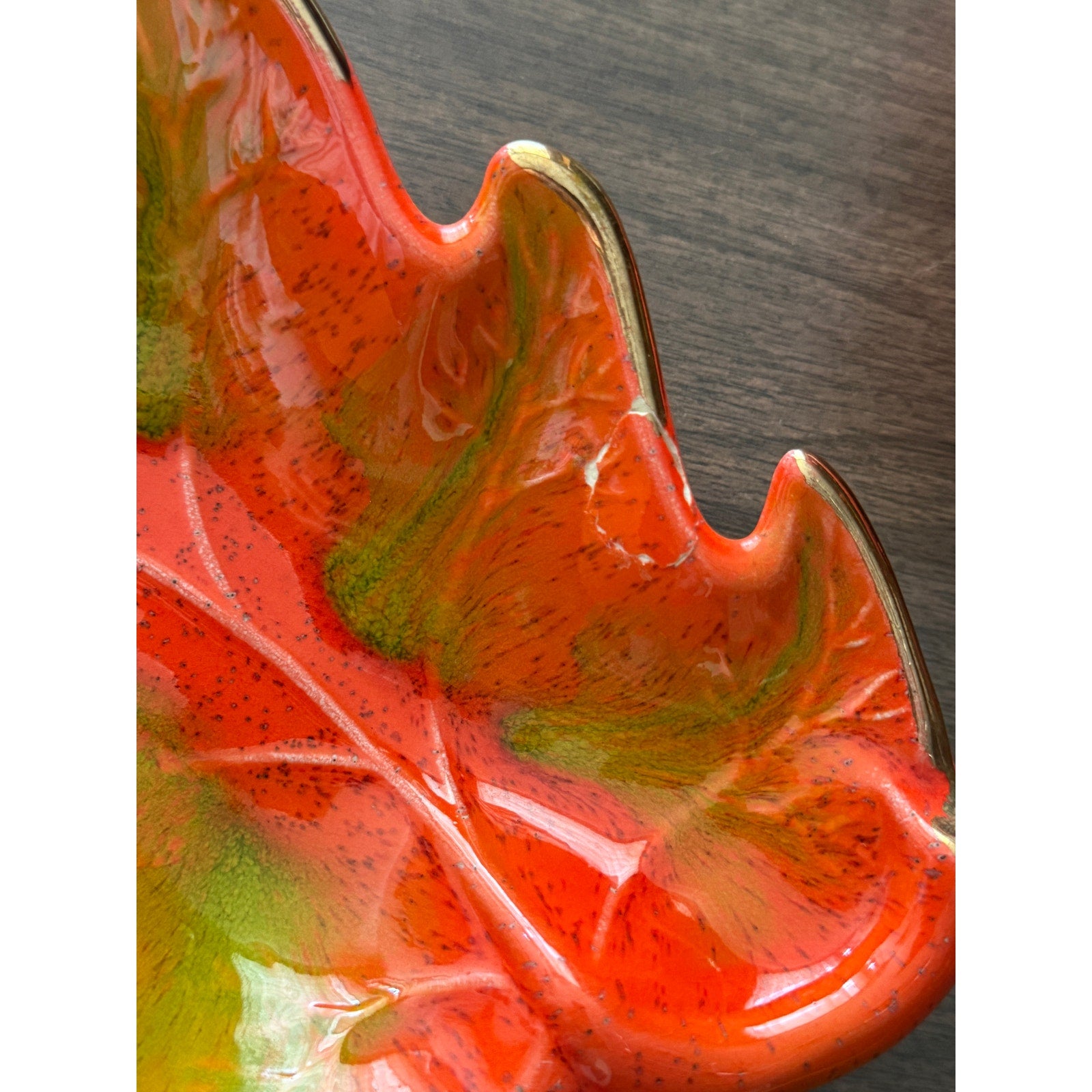 Vintage California Pottery Autumn Leaves Ceramic Snack Tray Set of 4