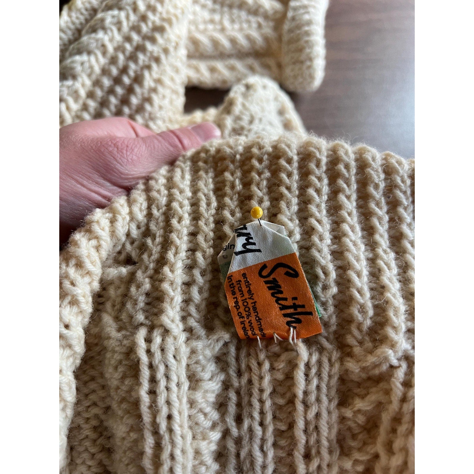 70s Mary Vintage Smith Fisherman Sweater / Cardigan | Handmade Pure Irish Wool | Size S/M