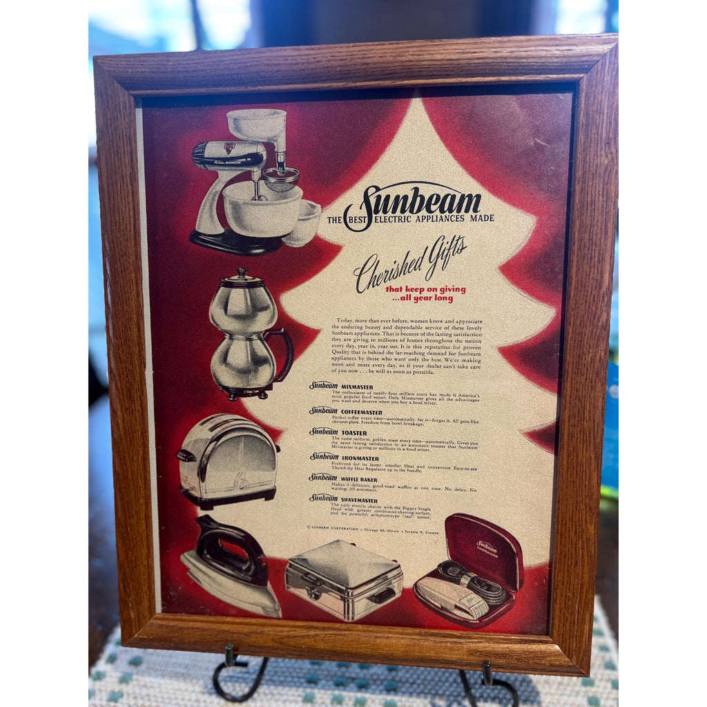 1949 Vintage Framed Sunbeam Christmas Advertisement