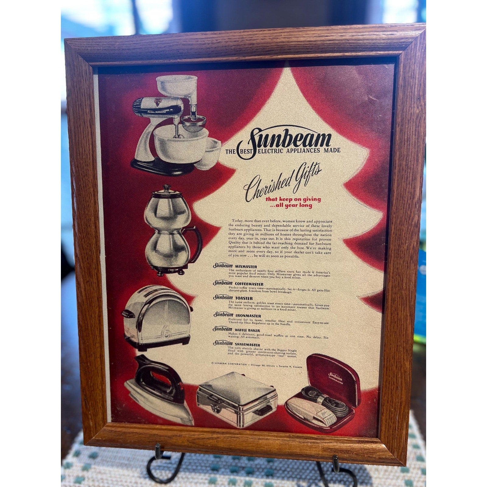 1949 Vintage Framed Sunbeam Christmas Advertisement