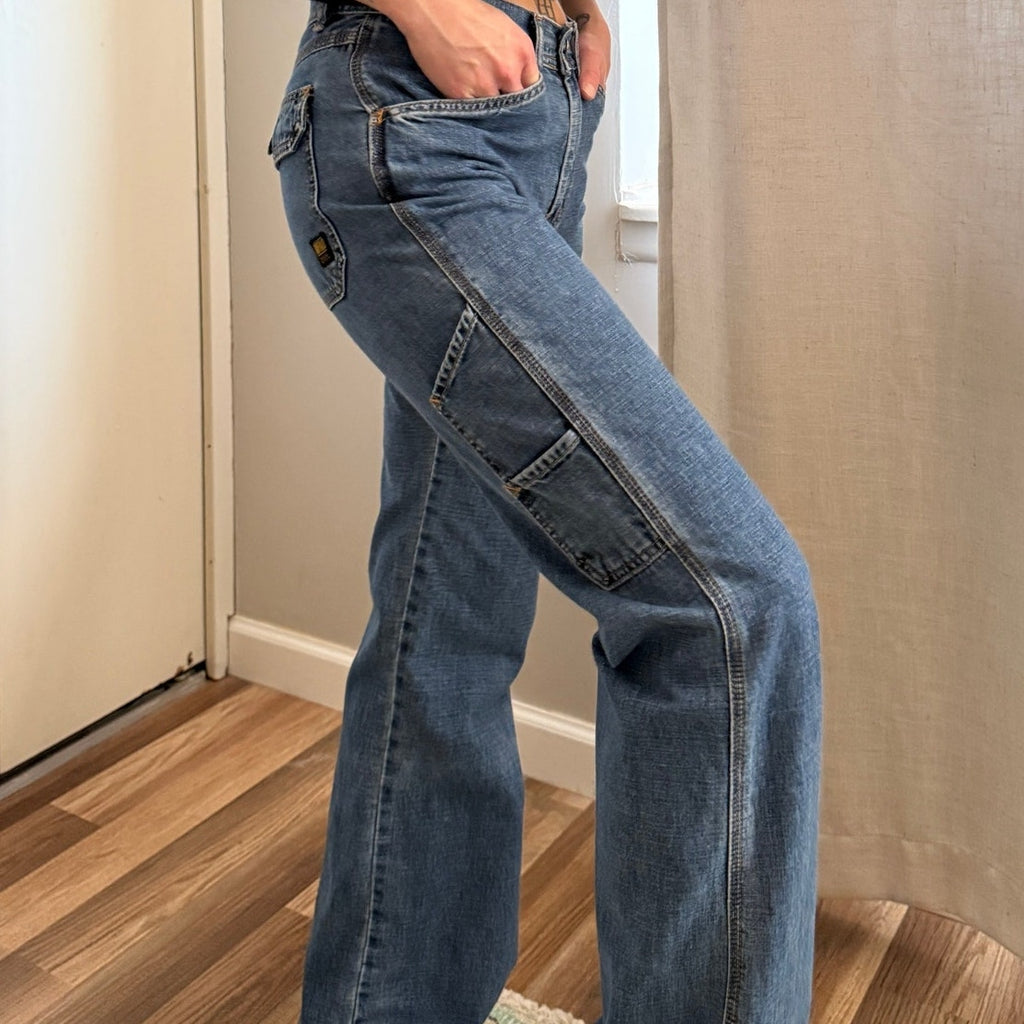1990s Buffalo Jeans | Straight Leg Denim Cargo Pants | 27W