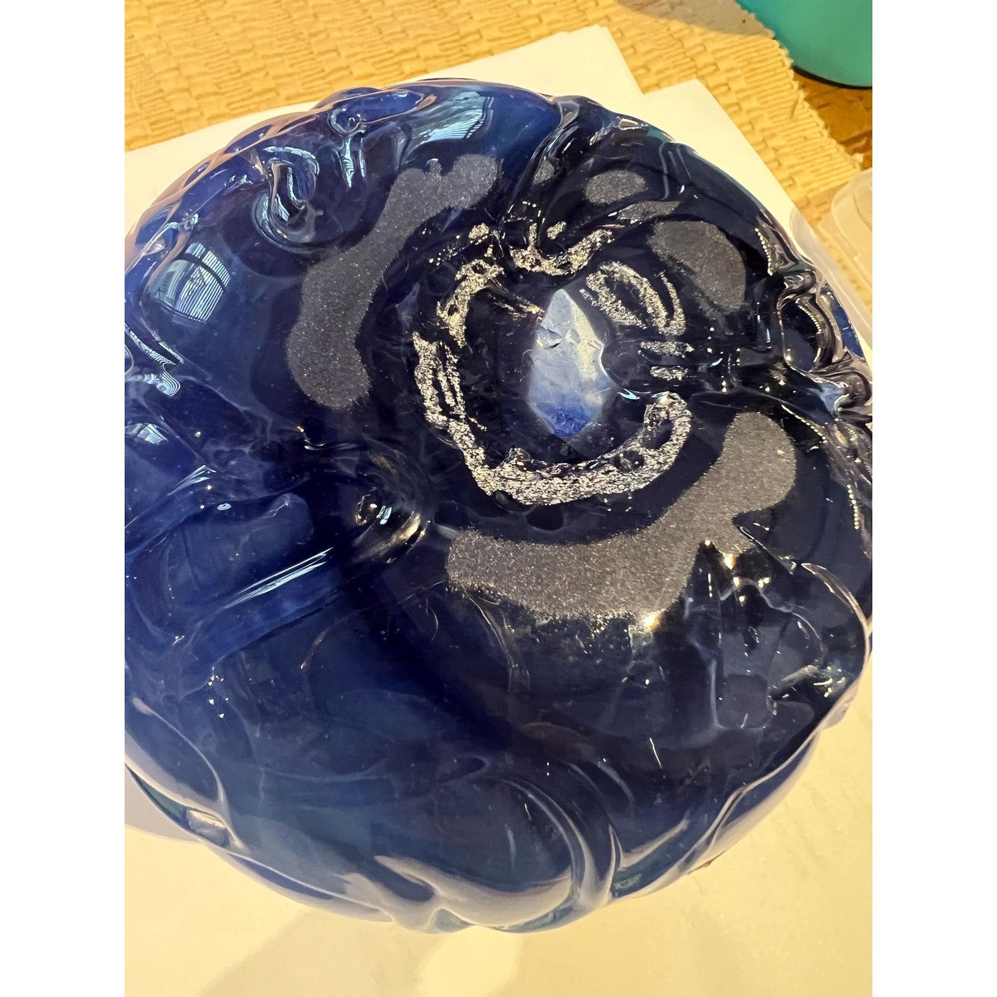 VTG Hand Blown Blue Vase, Le Palais du Verre