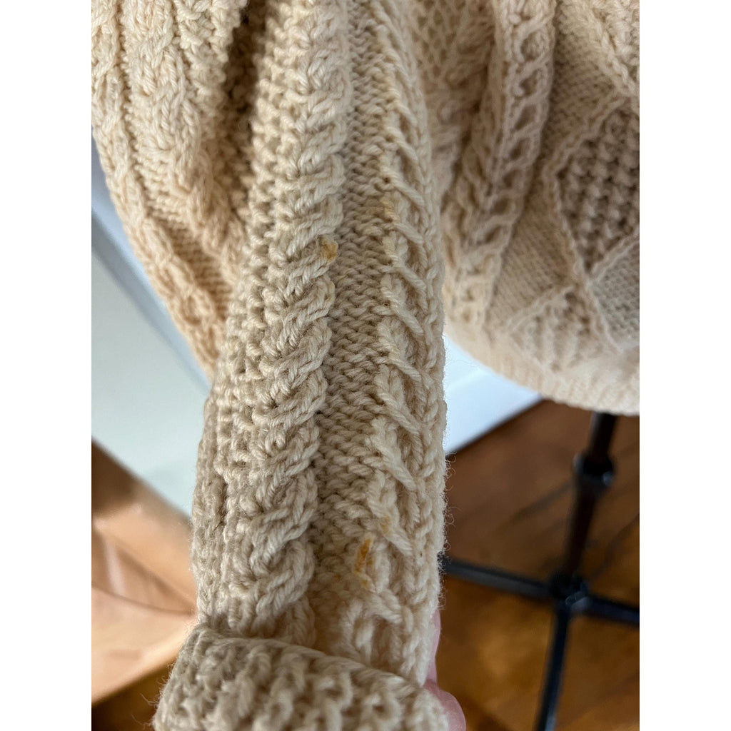 70s Mary Vintage Smith Fisherman Sweater / Cardigan | Handmade Pure Irish Wool | Size S/M