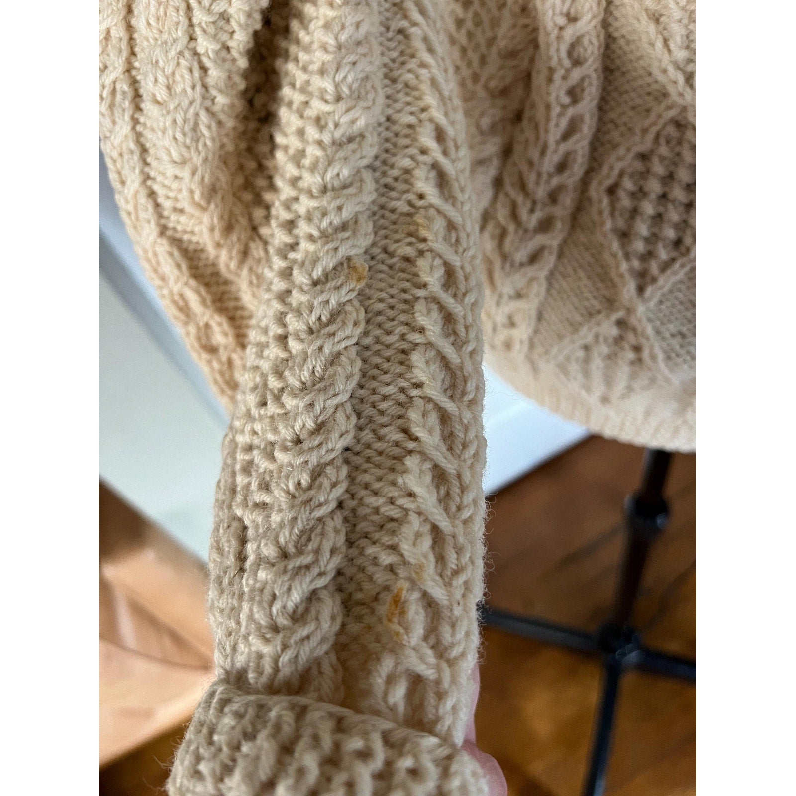 70s Mary Vintage Smith Fisherman Sweater / Cardigan | Handmade Pure Irish Wool | Size S/M