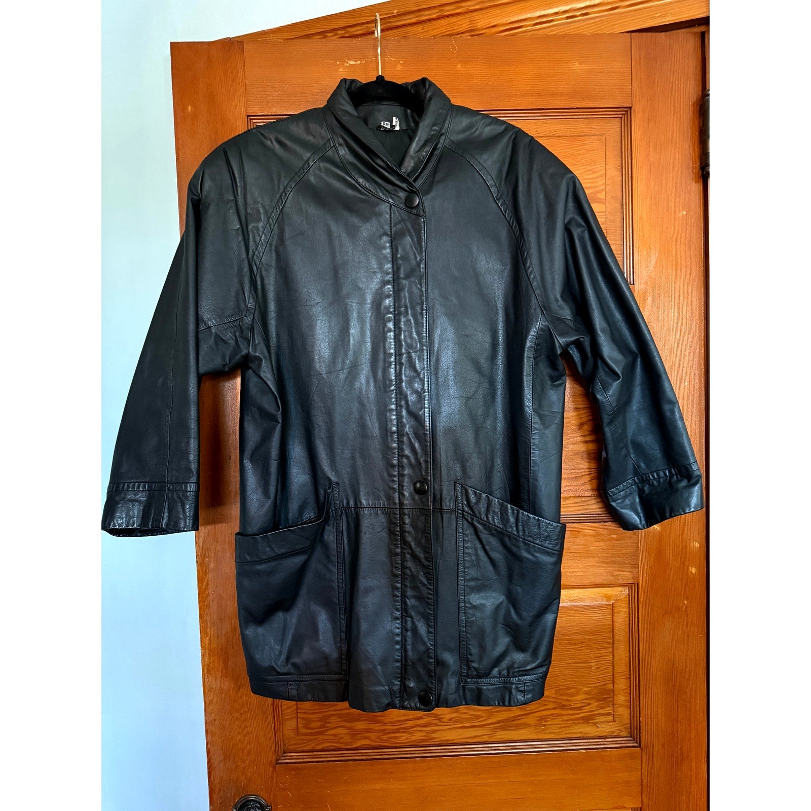 1980s Drop Sleeve Leather Smoking Jacket | Size Petite Medium