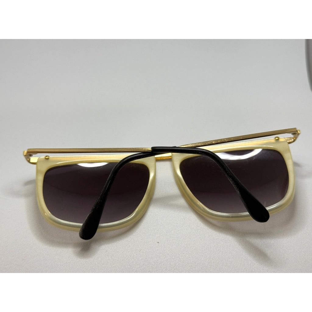 RARE 1980s Logo Paris Creative 02 Abalone Tortoiseshell Brow Line Sunglasses