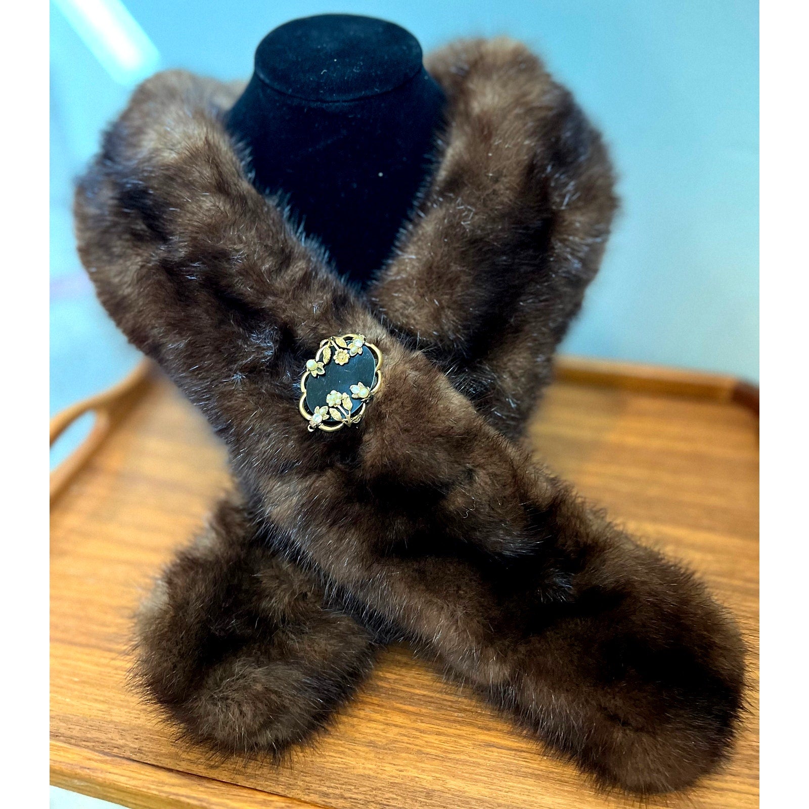 Vintage Brown Mink Collar Stole