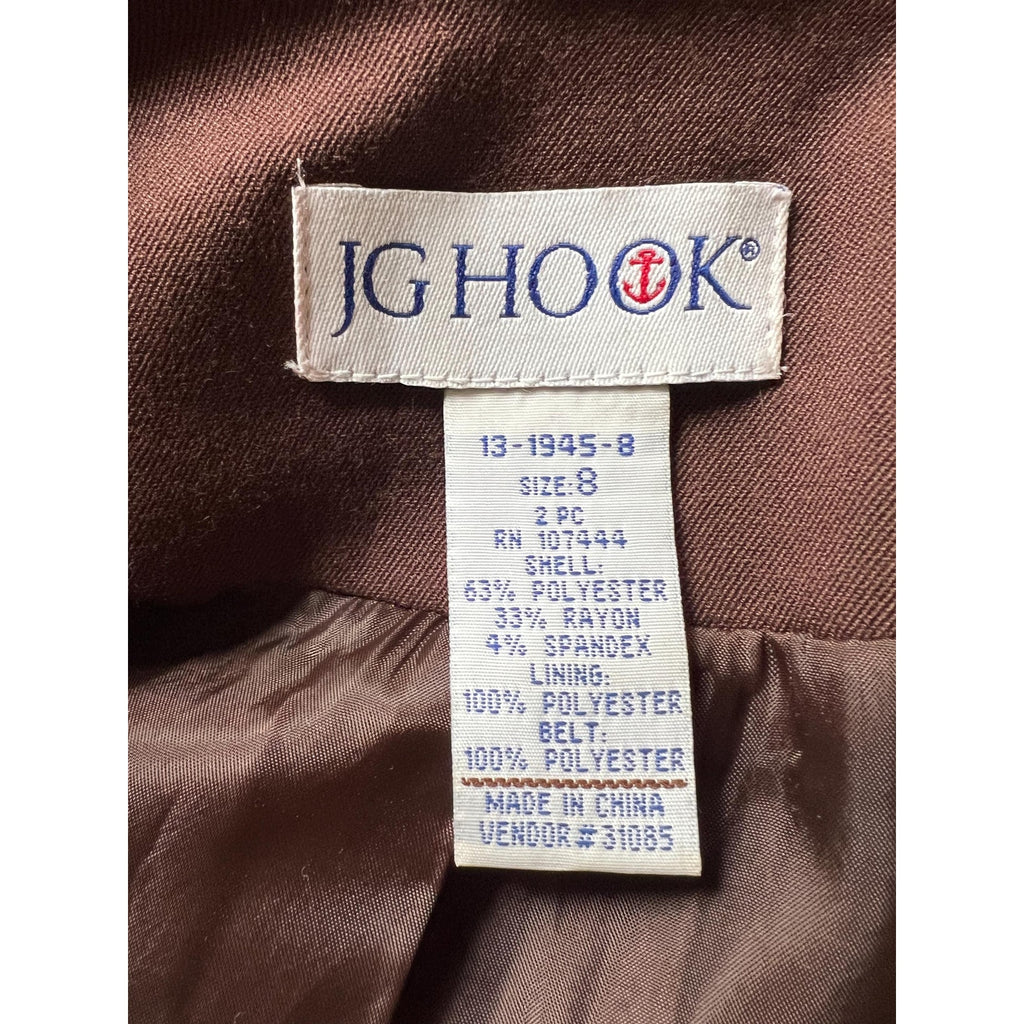 60s/70s JG Hook Brown Tie-Waist Collarless Blazer | Size 8