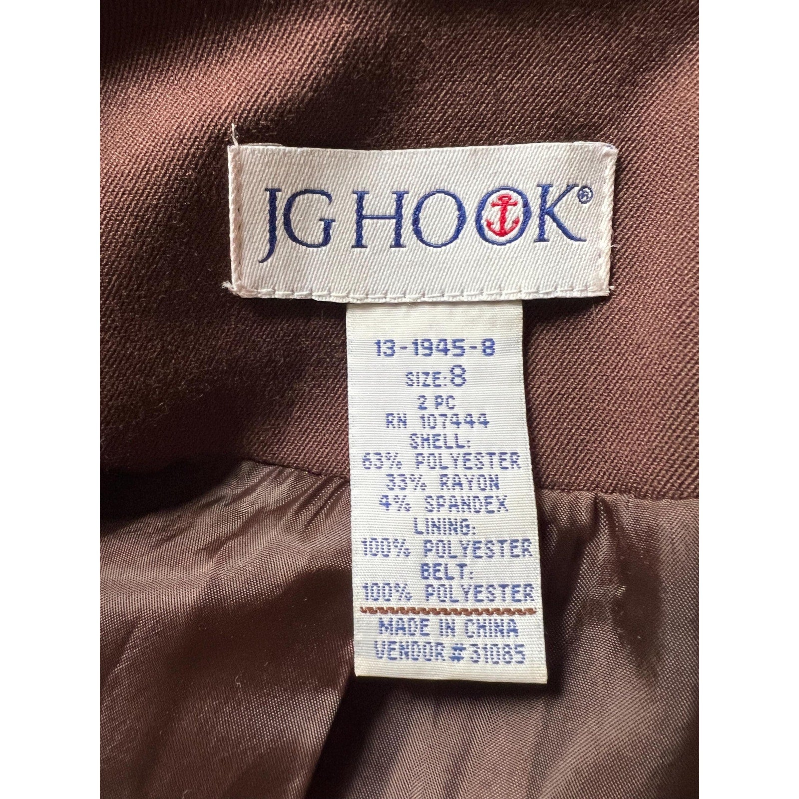 60s/70s JG Hook Brown Tie-Waist Collarless Blazer | Size 8