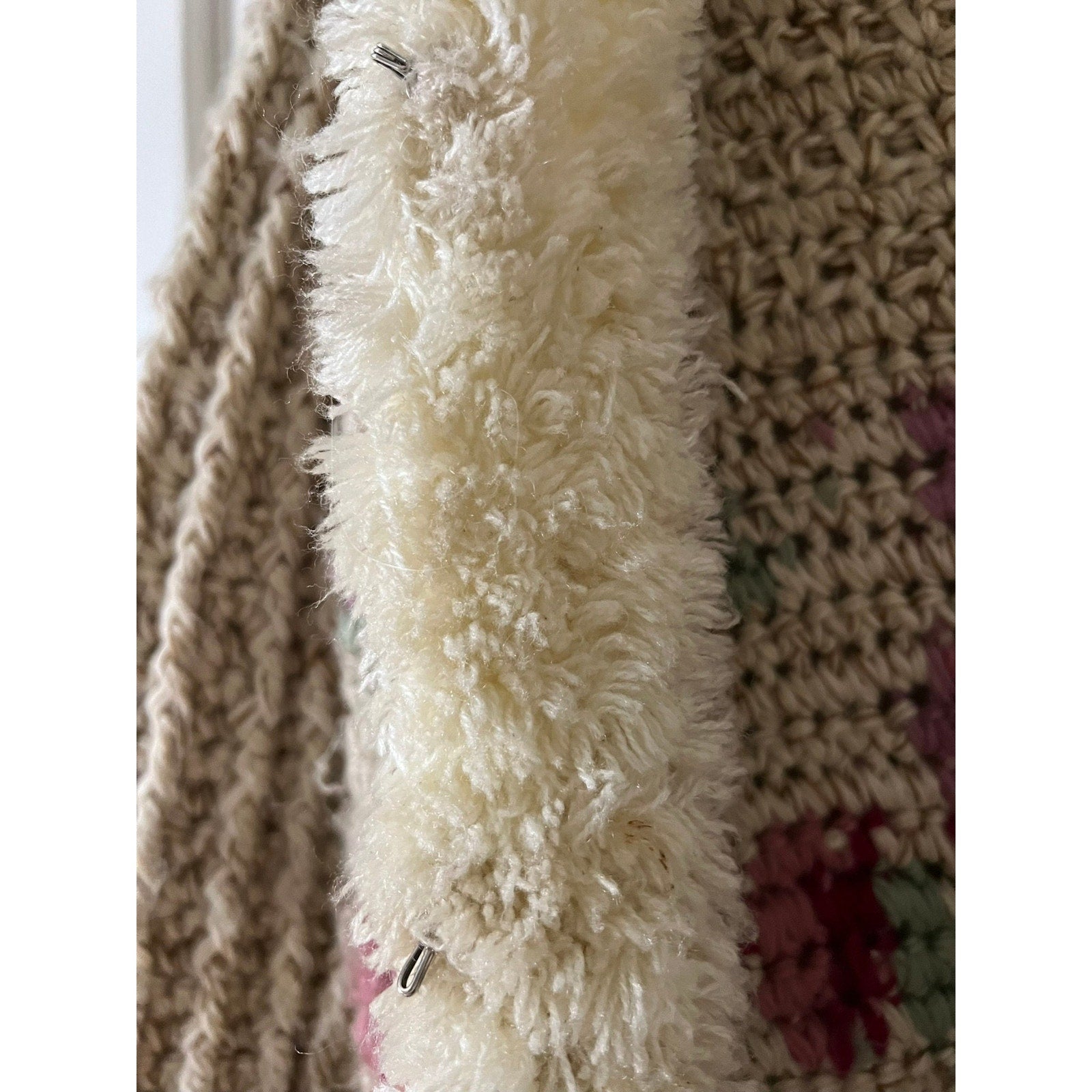 1970s Answers by Riddles Chunky Knit Fur Trim Long Cardigan / Sweater