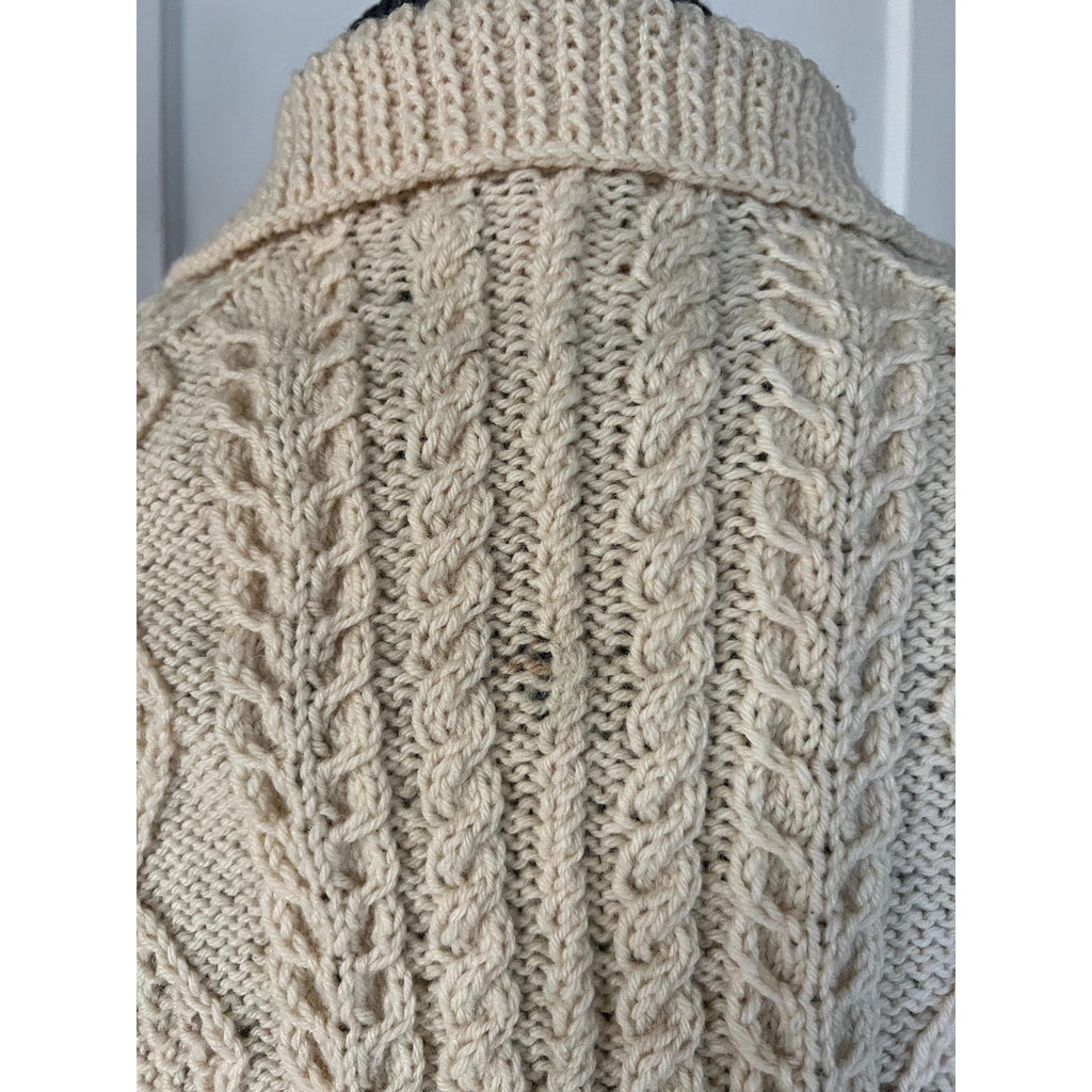 70s Mary Vintage Smith Fisherman Sweater / Cardigan | Handmade Pure Irish Wool | Size S/M