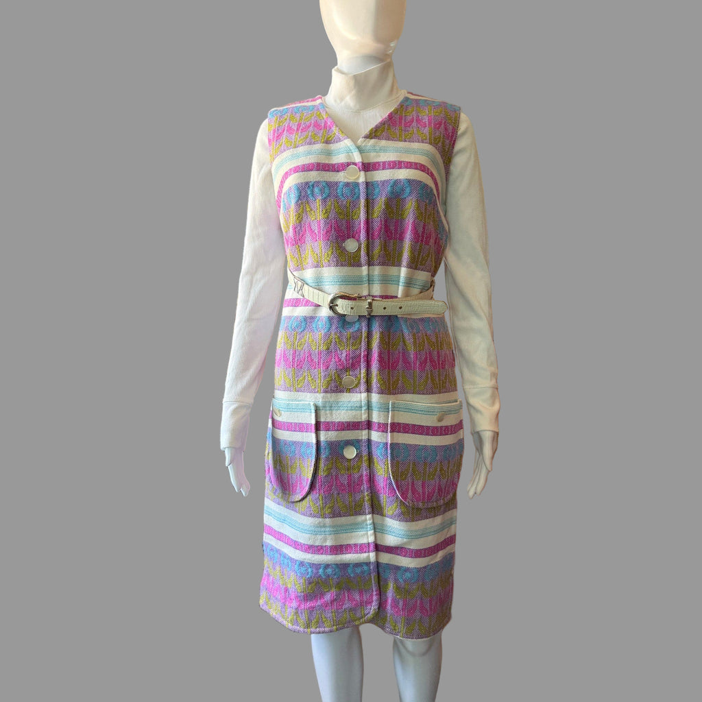 Groovy Vintage 1960s-70s A-Line Tapestry Shift Dress | Size Large