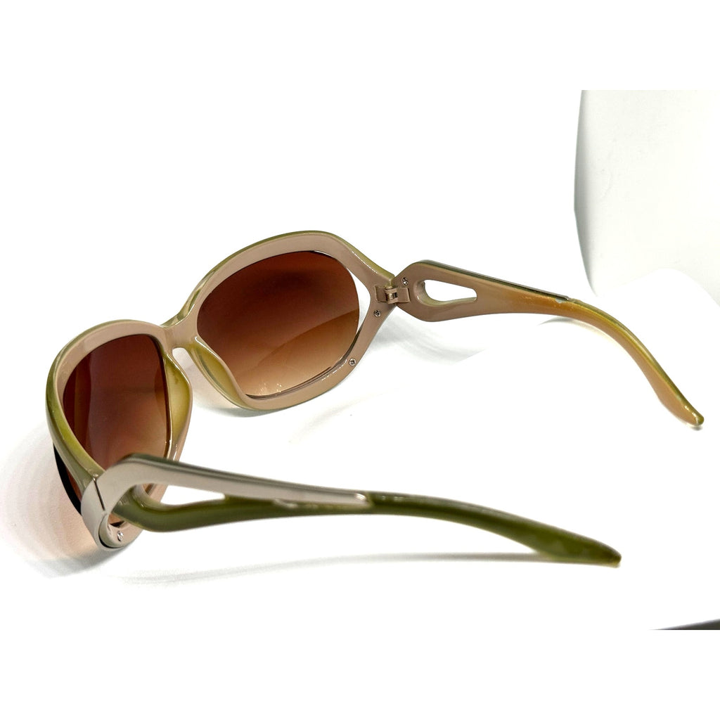 Vintage Oversize Green & Silver Sunglasses