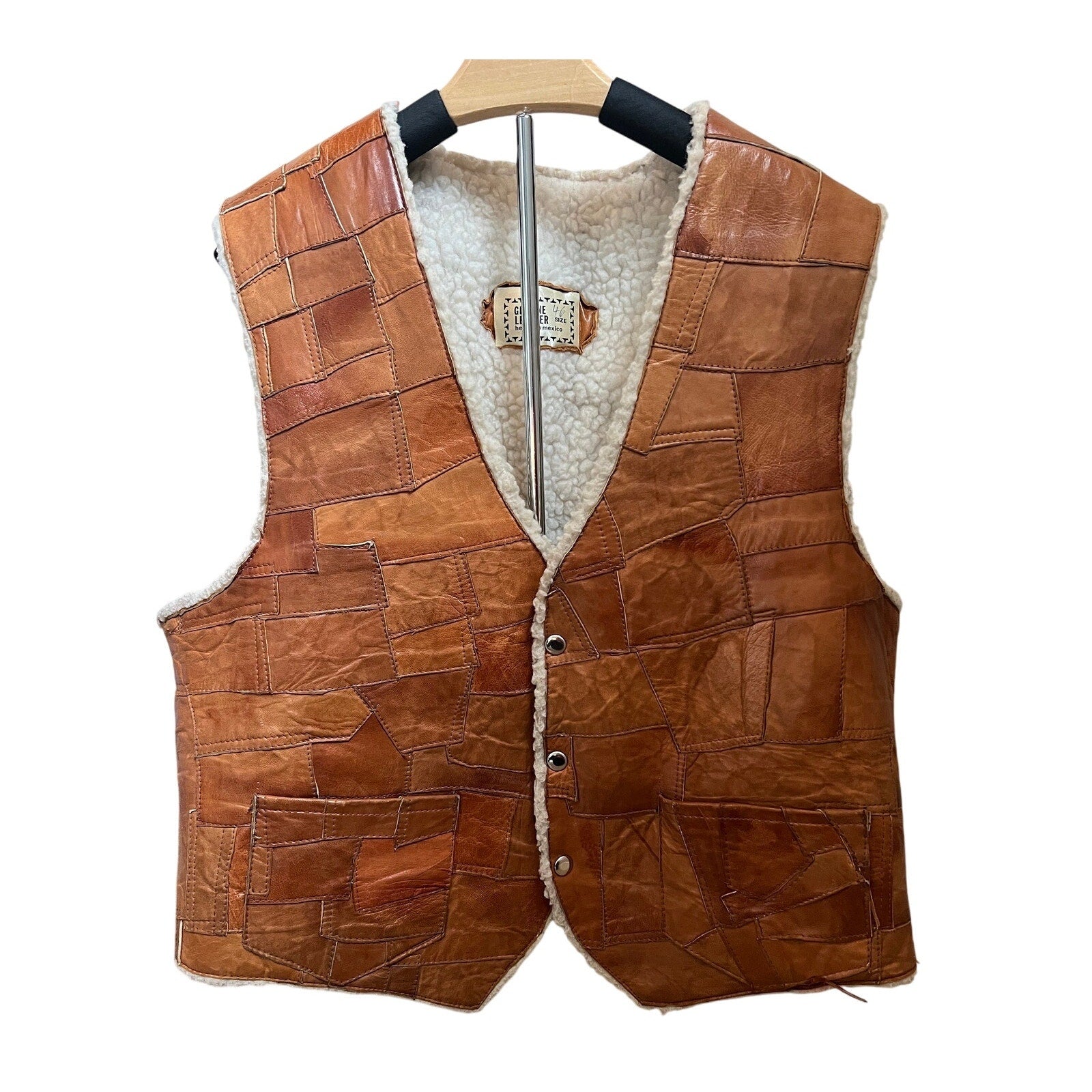 70s Patchwork Leather and Shearling Vest