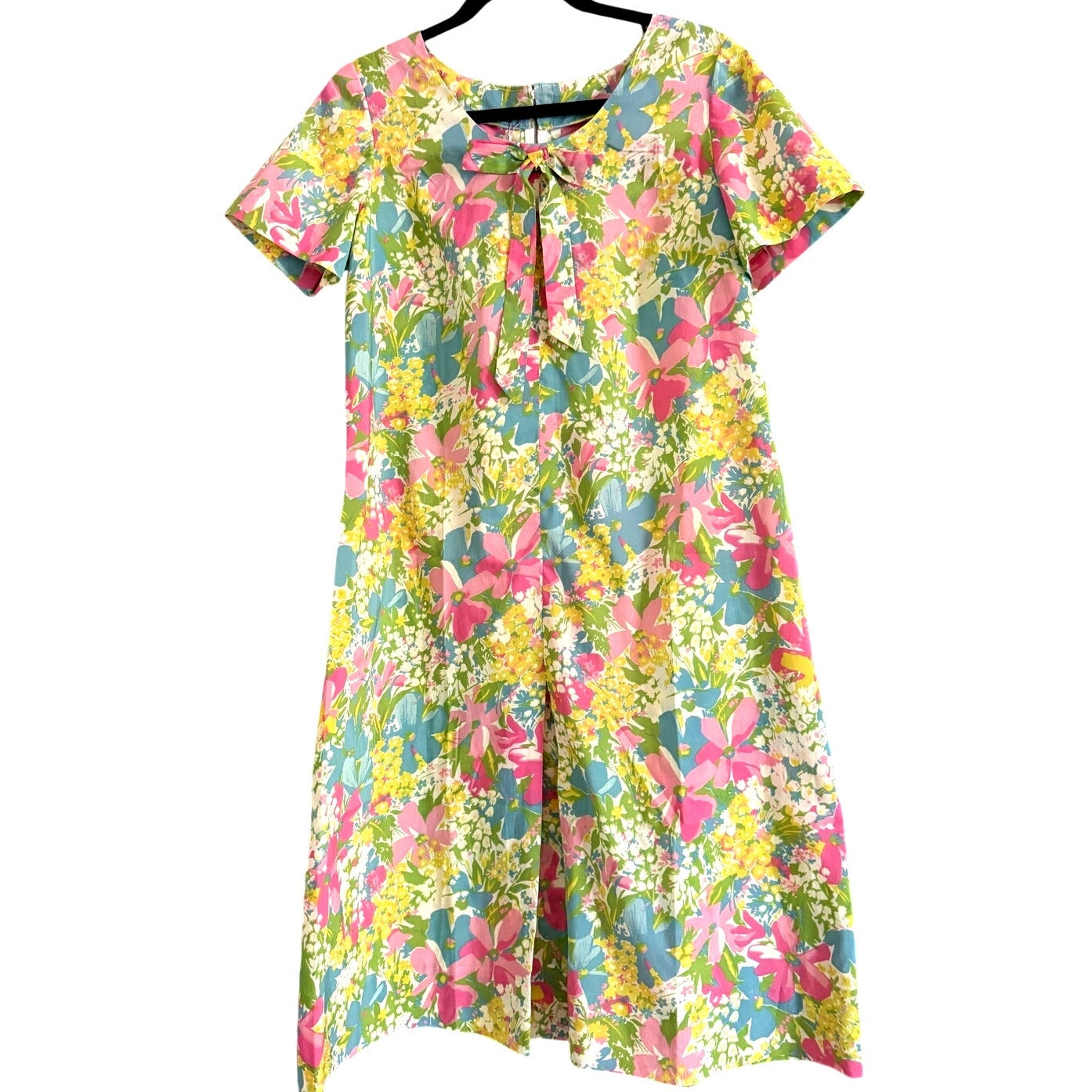 1960s Floral Pastel Mod Shift Dress - Size M/L