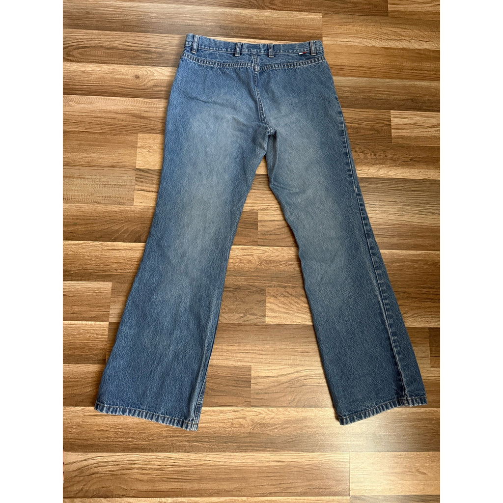 Y2K Tommy Hilfiger Faded Blue Jeans | Low Rise Bootcut Back-Pocketless | 32" Waist