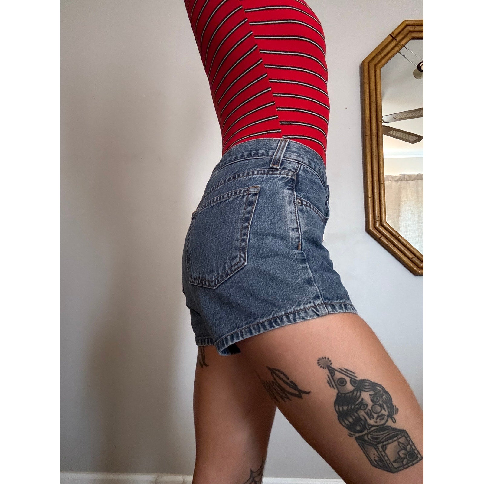 Vintage 90s Calvin Klein 5 Pocket Denim Shorts | Double Stone Wash | Size 3