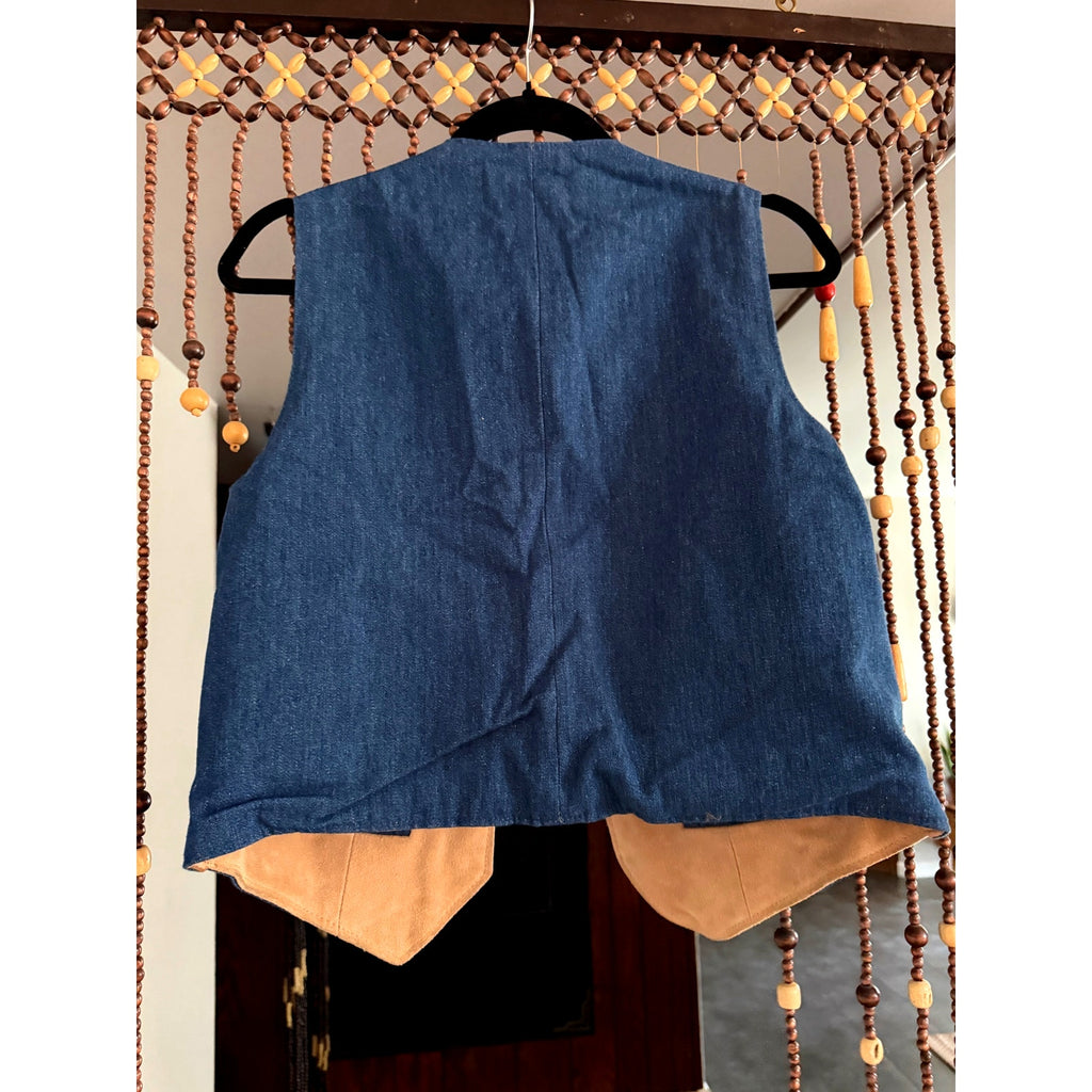 1970s/1980s Reversible Suede & Denim Jordache Vest | 38" Chest