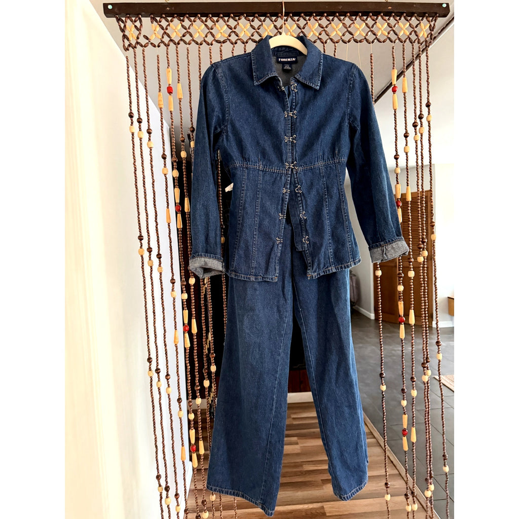 Vintage 80s Forenza Two Piece Denim Pants and Jacket Set