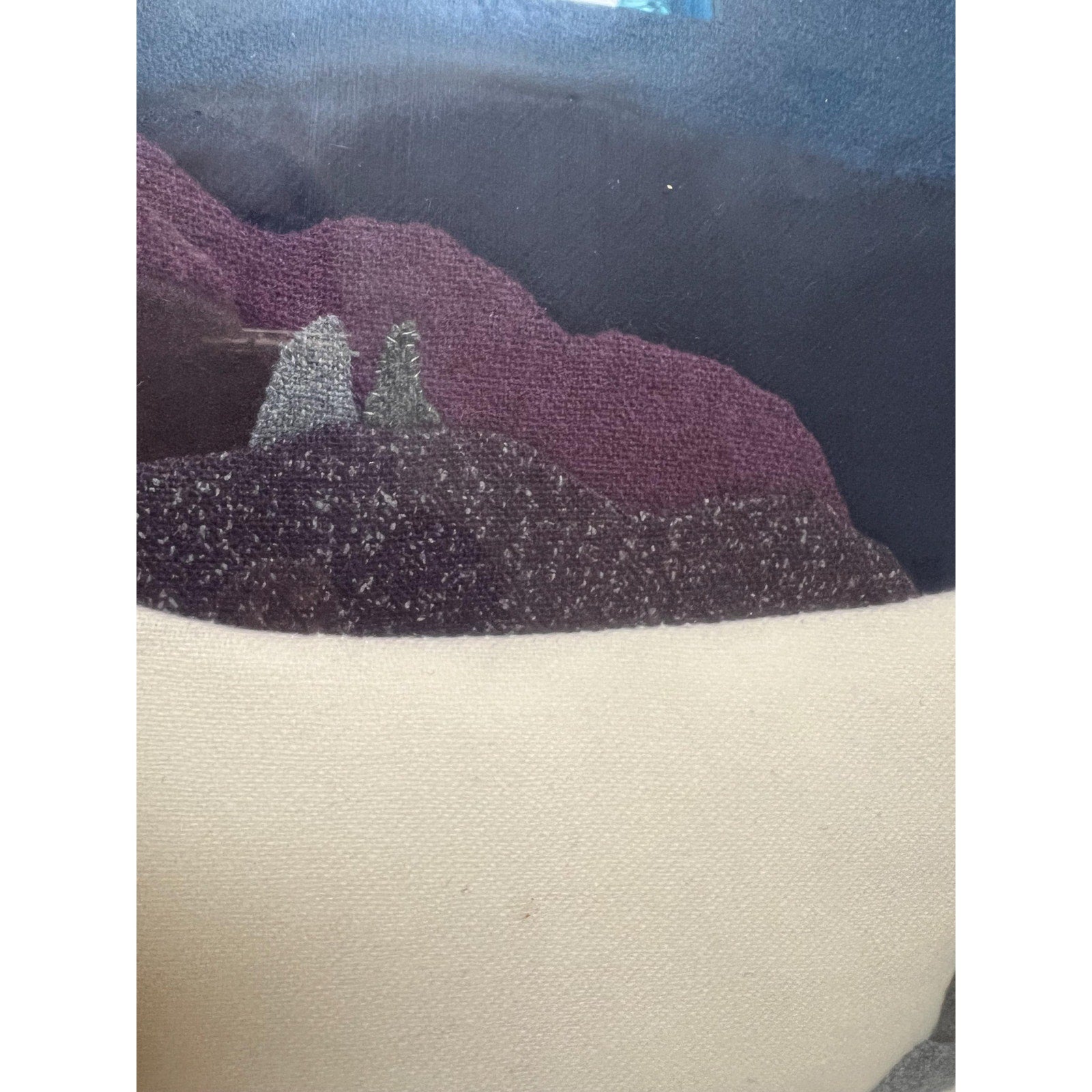 Vintage Framed Winter Landscape Collage Handwoven Textile Art