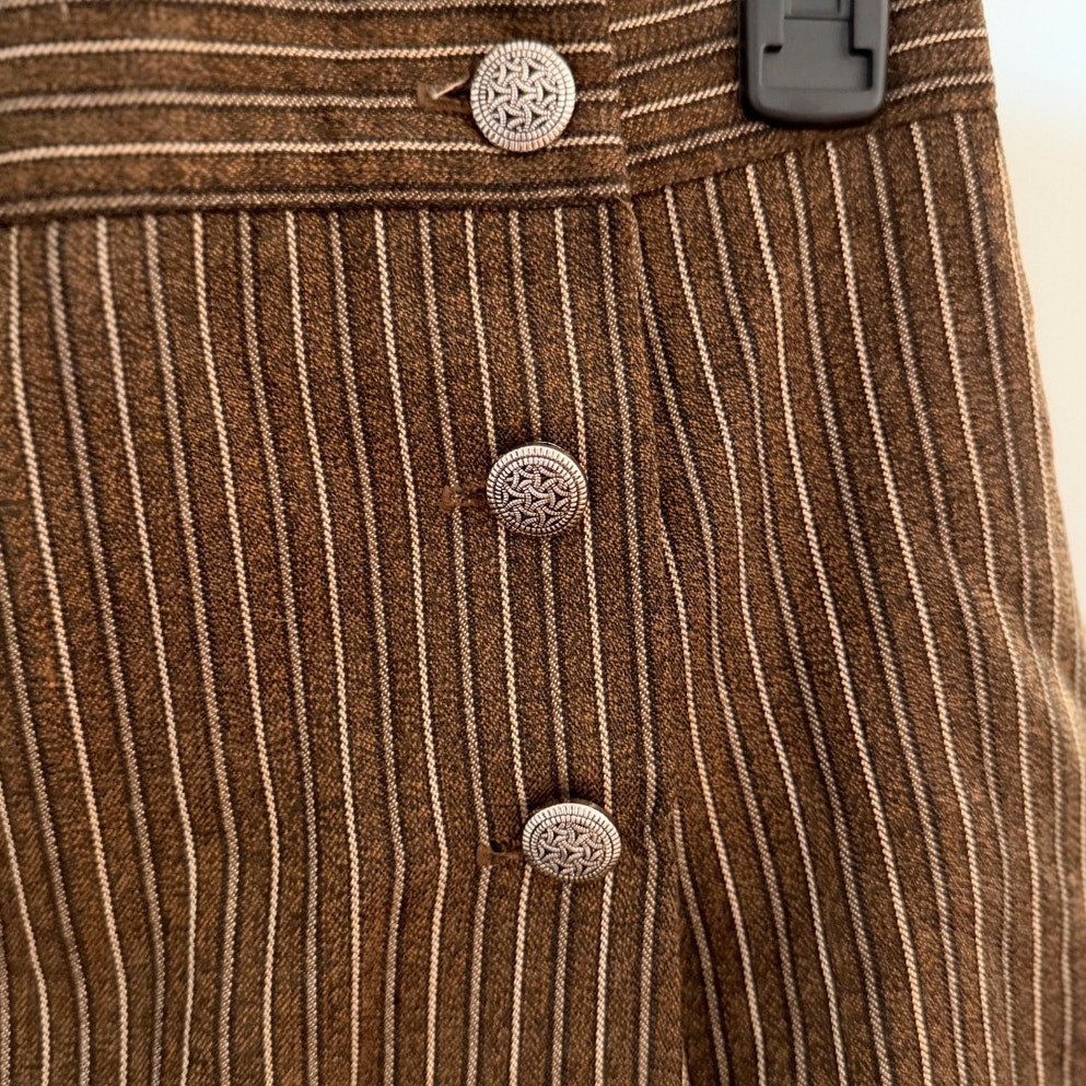 1980s Brown Pinstripe Wrap Skort | Ellen Ashley | Size Small Small
