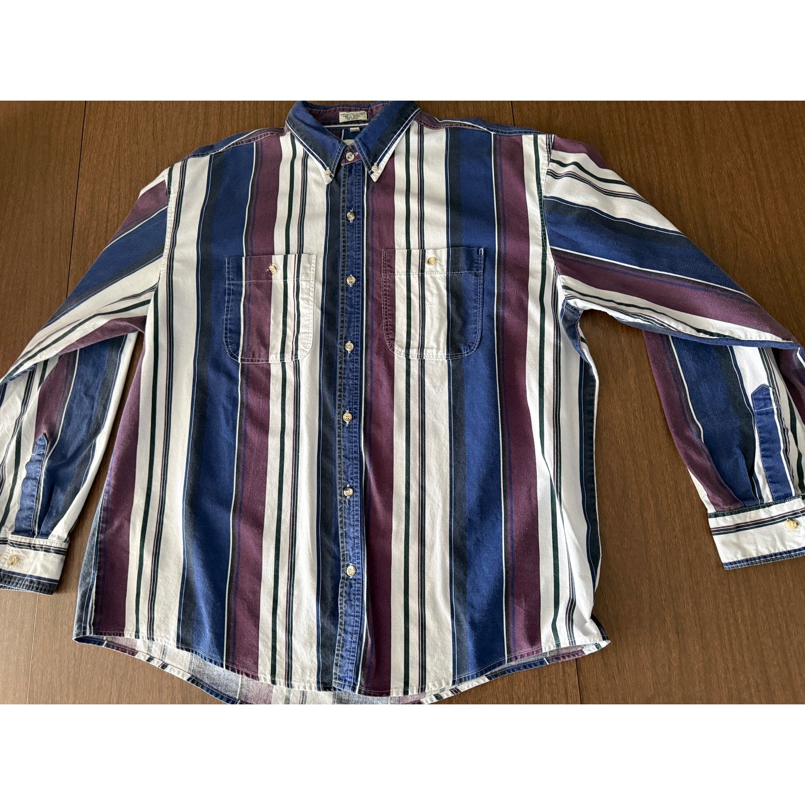 90s Campus 100% Cotton Striped Oxford Shirt | XL