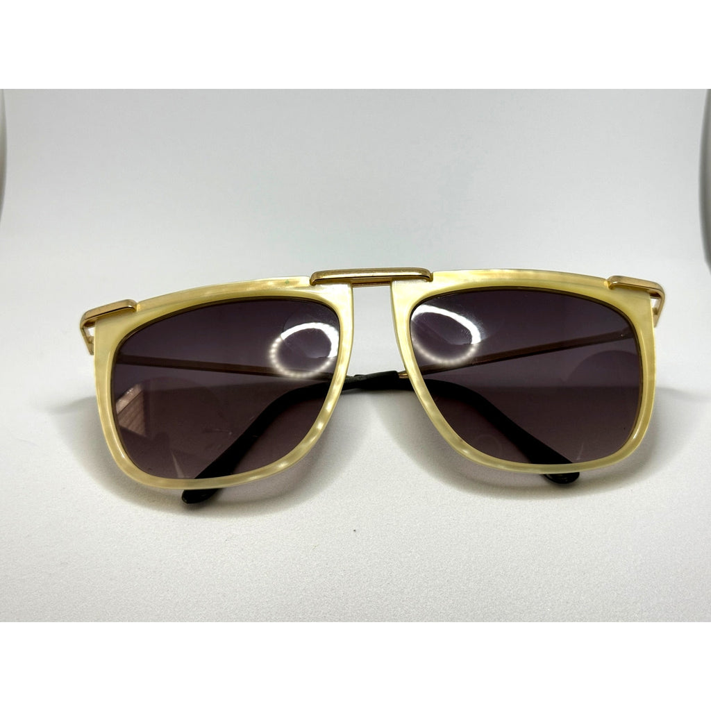 RARE 1980s Logo Paris Creative 02 Abalone Tortoiseshell Brow Line Sunglasses