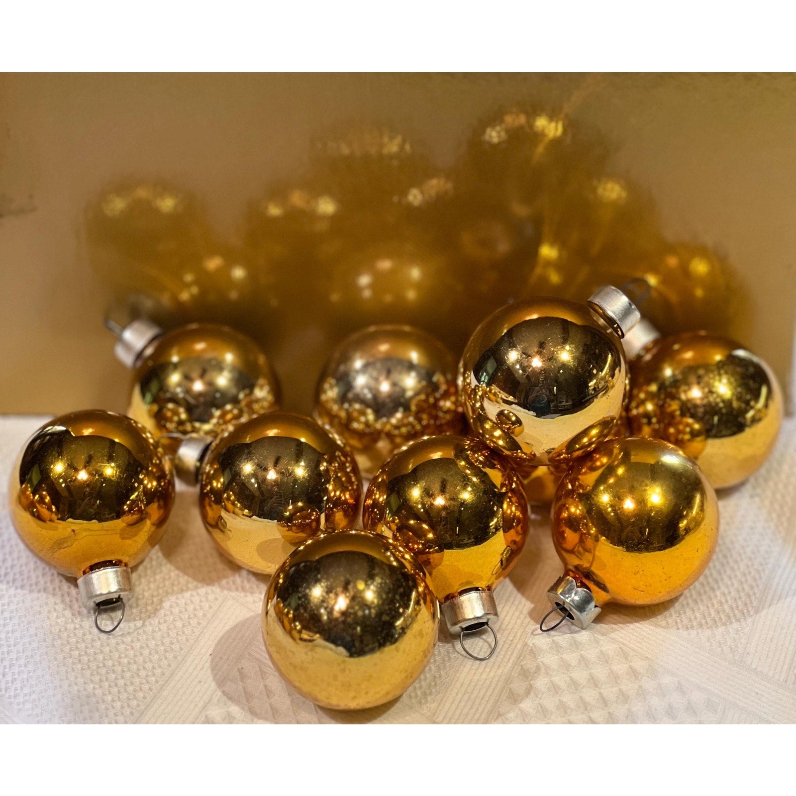 Vintage Gold Christmas Ornaments Lot | Various sizes