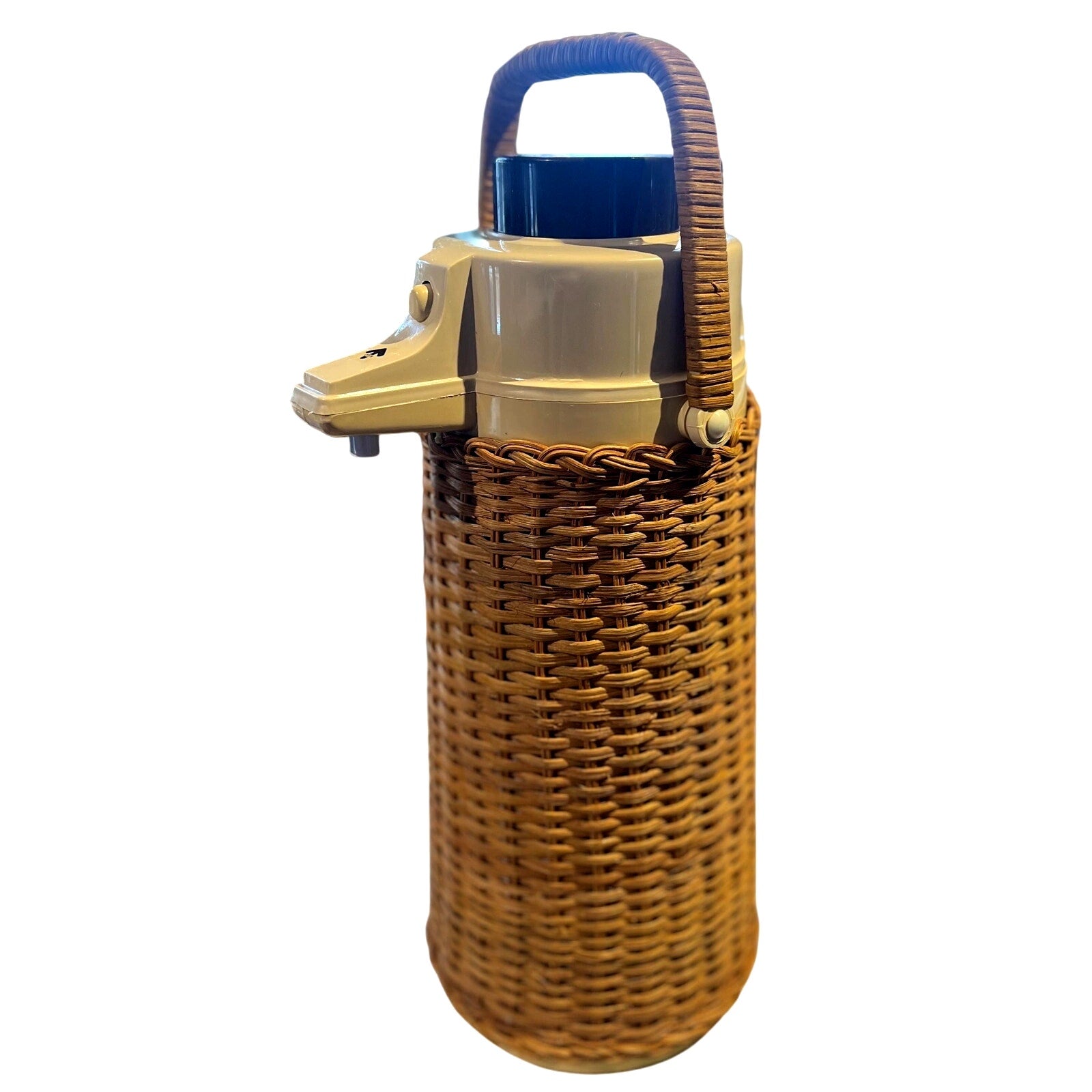 1970s Wicker Thermal Tea/Coffee Carafe Dispenser