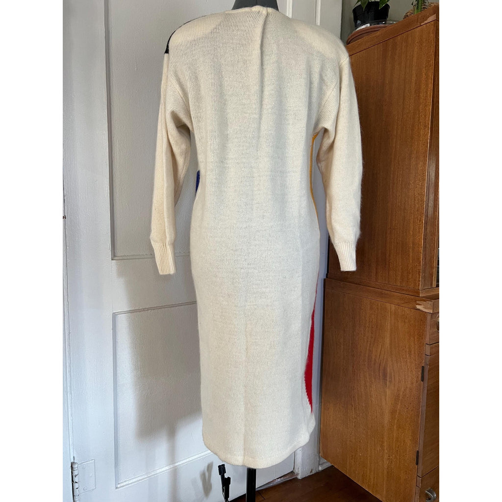 1980s IB Diffusion Color Block Wool Mohair Sweater Dress | Size Small / Medium