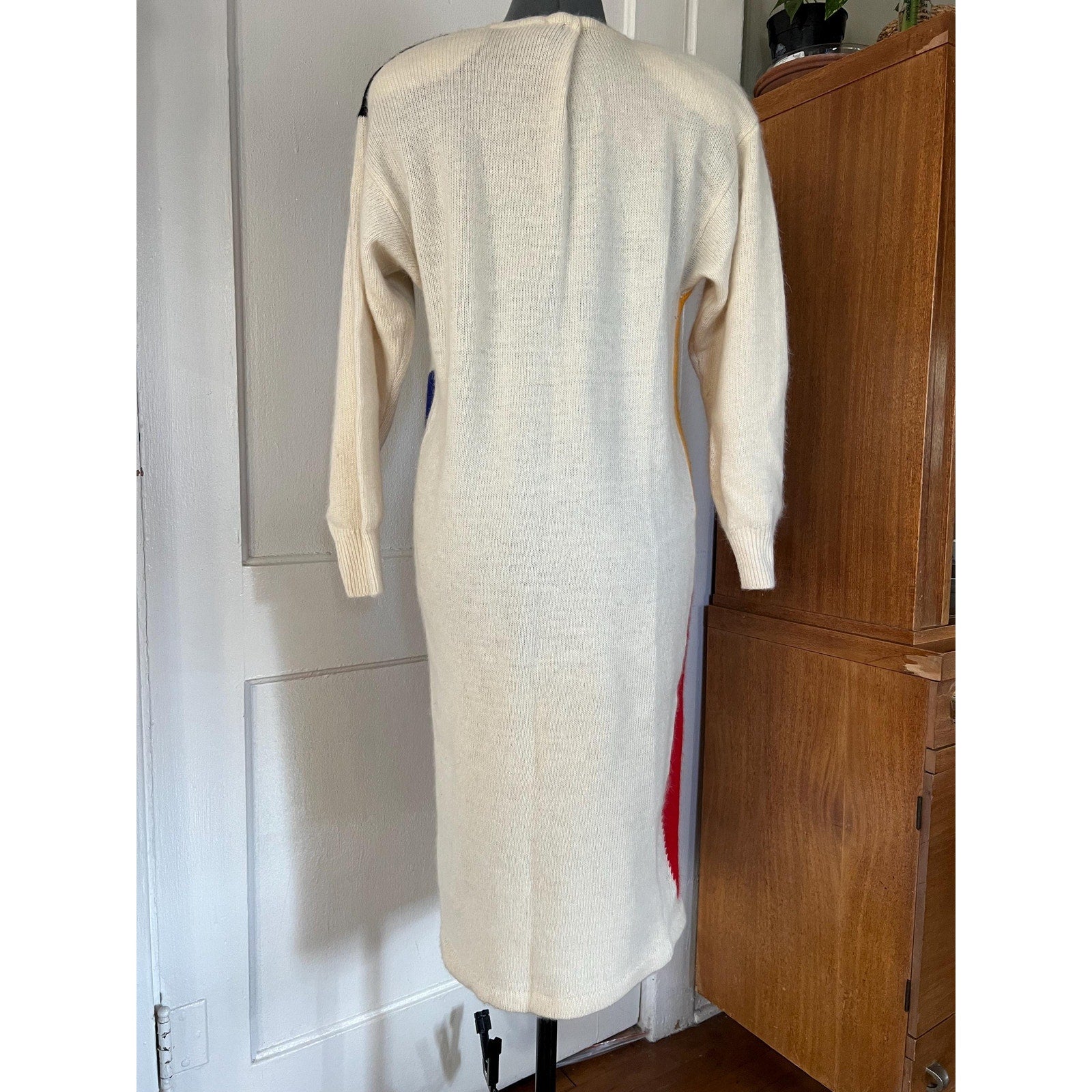 1980s IB Diffusion Color Block Wool Mohair Sweater Dress | Size Small / Medium