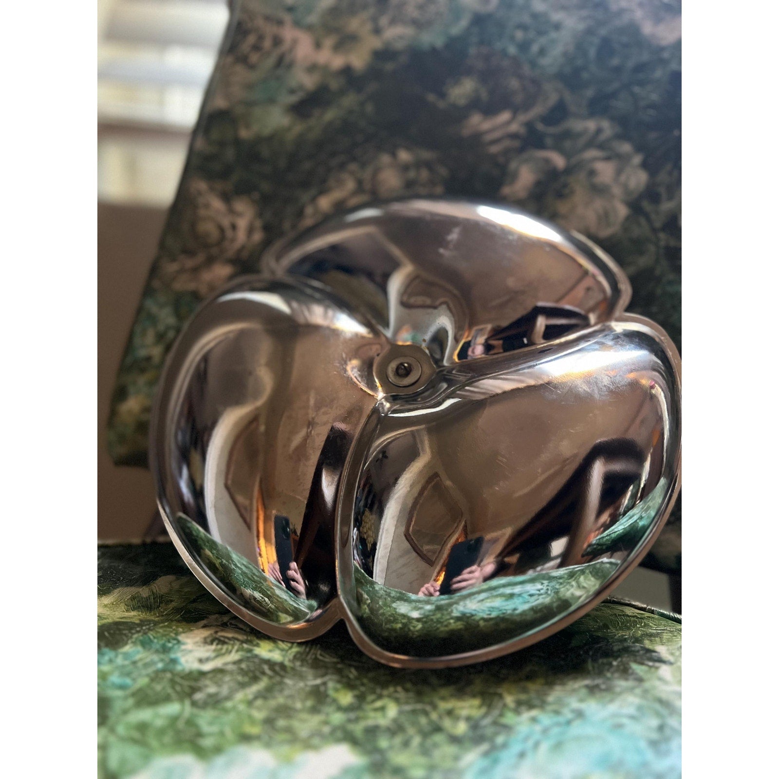 MCM Atomic Etched Serving Platter - Chrome