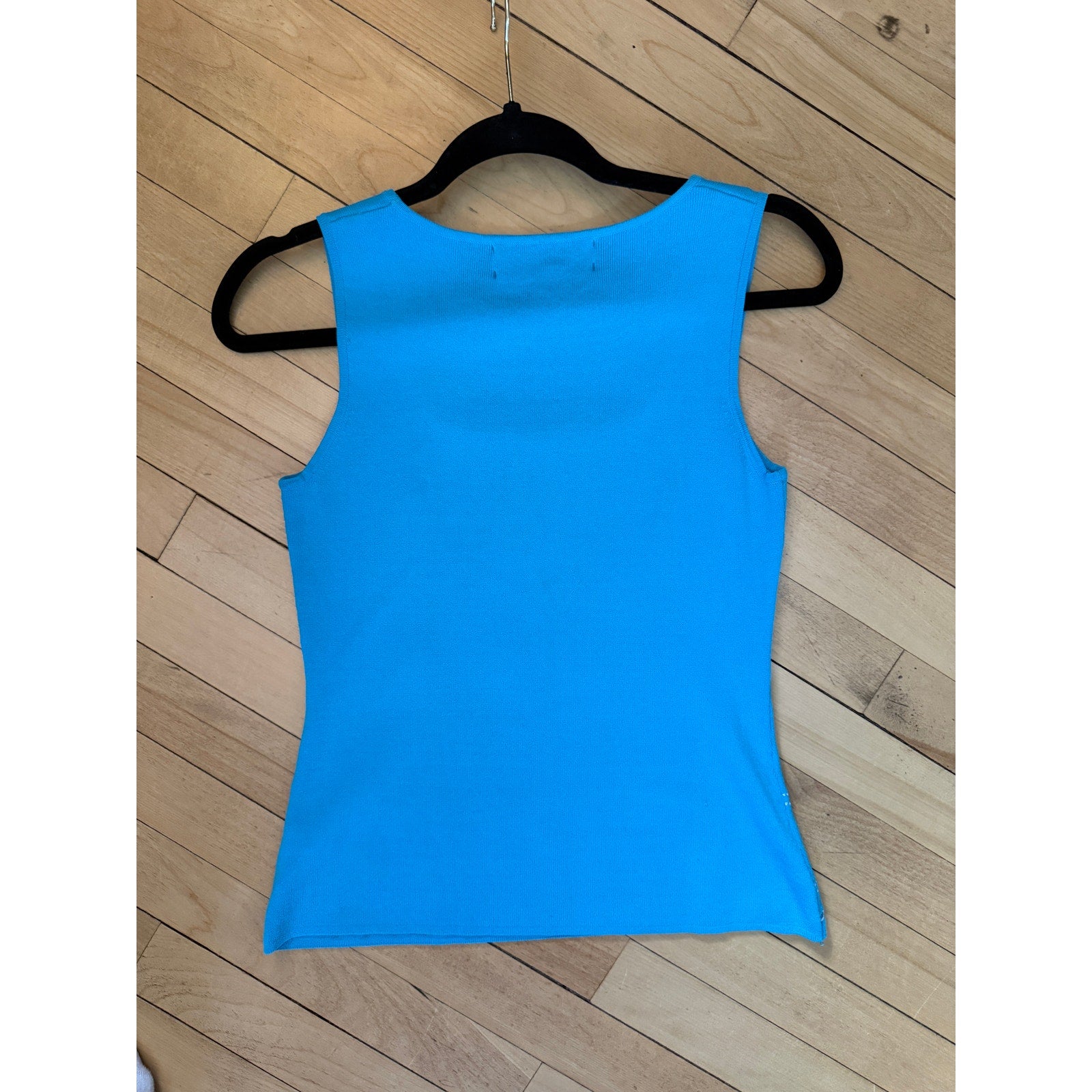 1990s Joseph A. Square Neck Knit Tank Top | Baby Blue | Size M