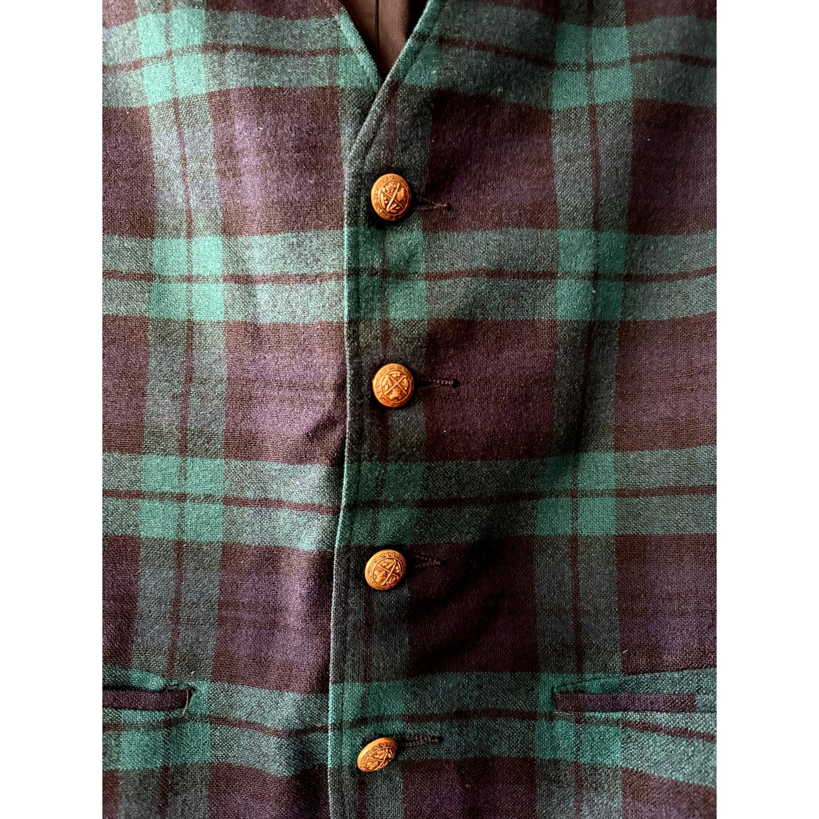 1960s Pendleton 100% Wool Tartan Waistcoat Vest | Medium