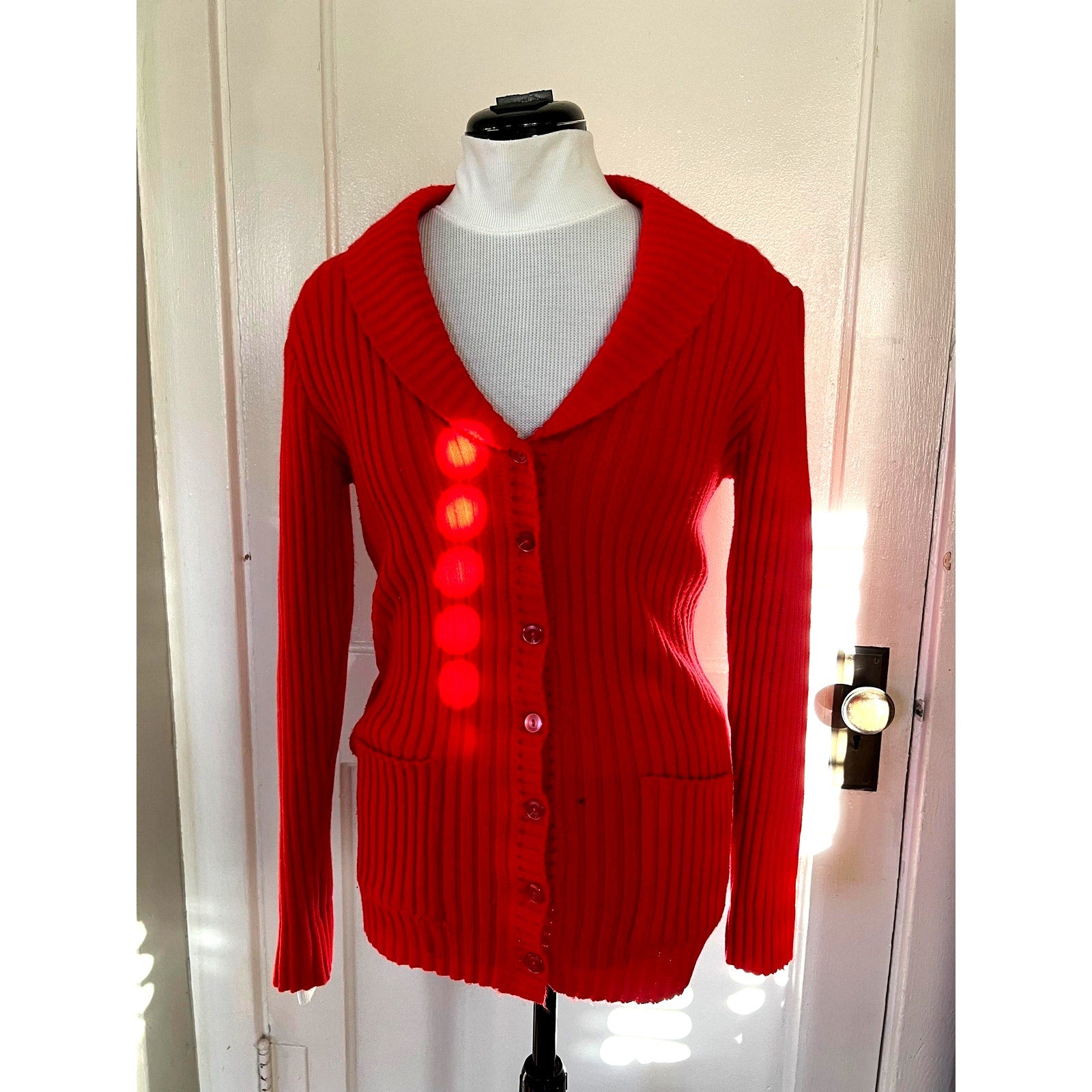 1970s Exclusive Designs by DonnKenny Ribbed Button Up Cardigan - Size S/M