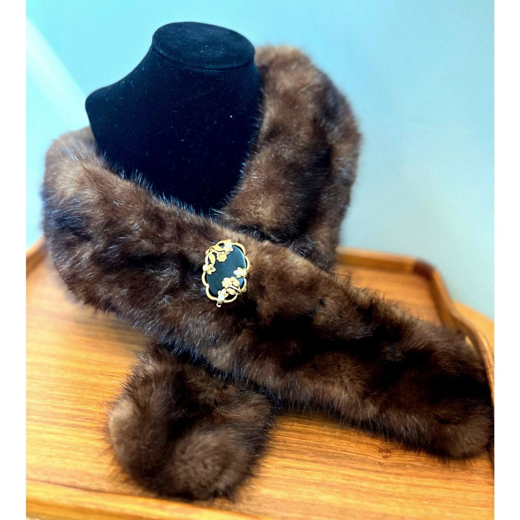Vintage Brown Mink Collar Stole