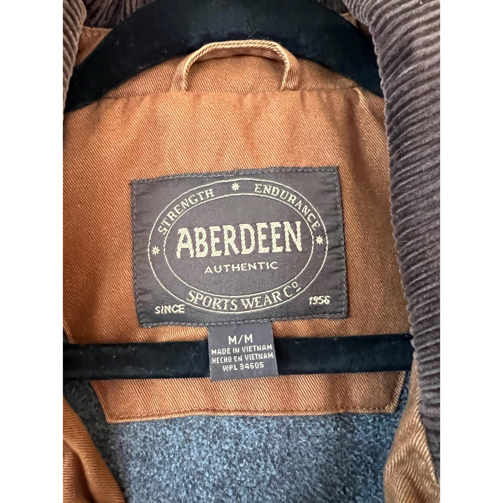 Vintage Aberdeen Men's Barn Coat | Khaki/Brown Canvas and Fleece | Size M
