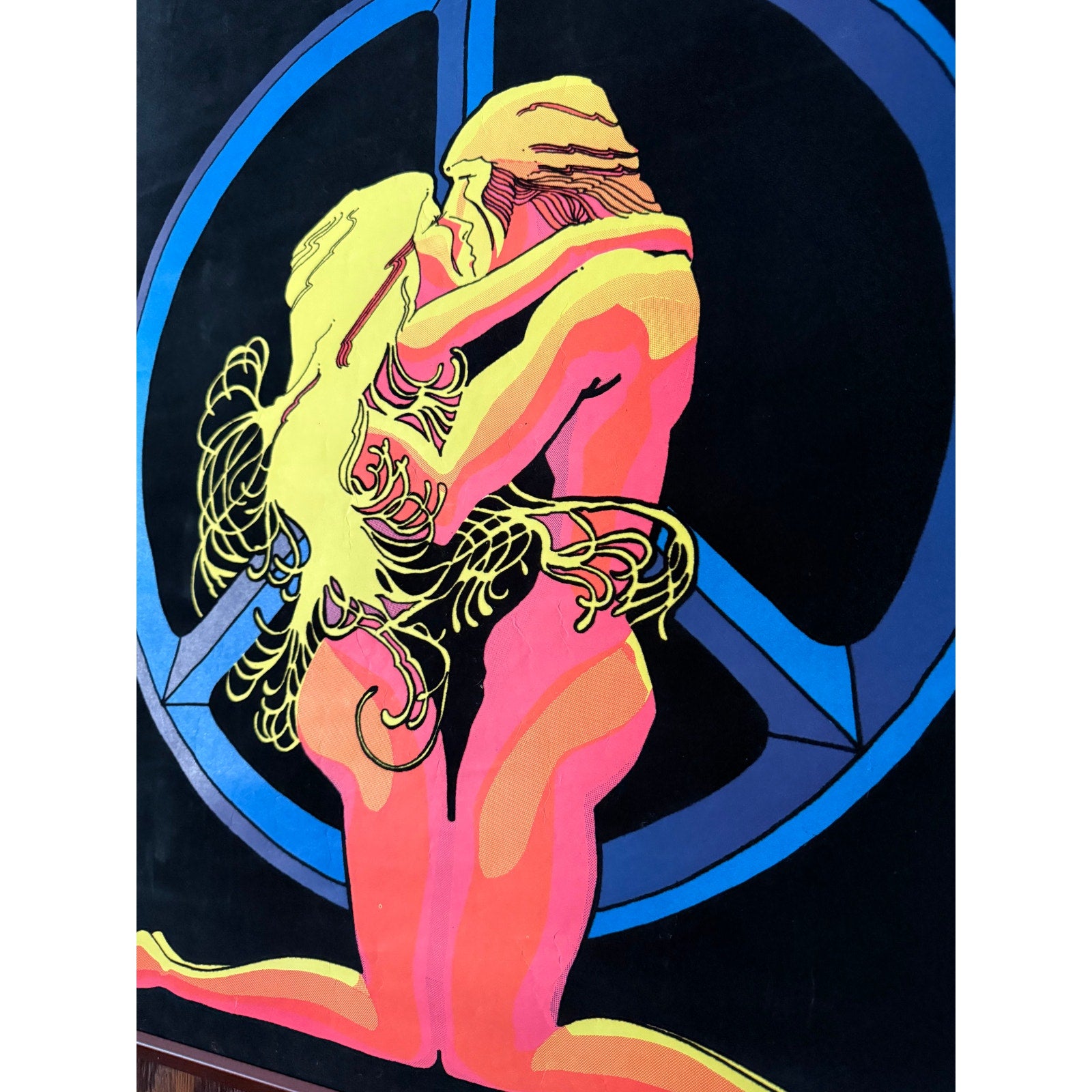 Original 1974 Pro Arts Erotica Blacklight Velvet Poster | Peace Lovers | 20" x 27"