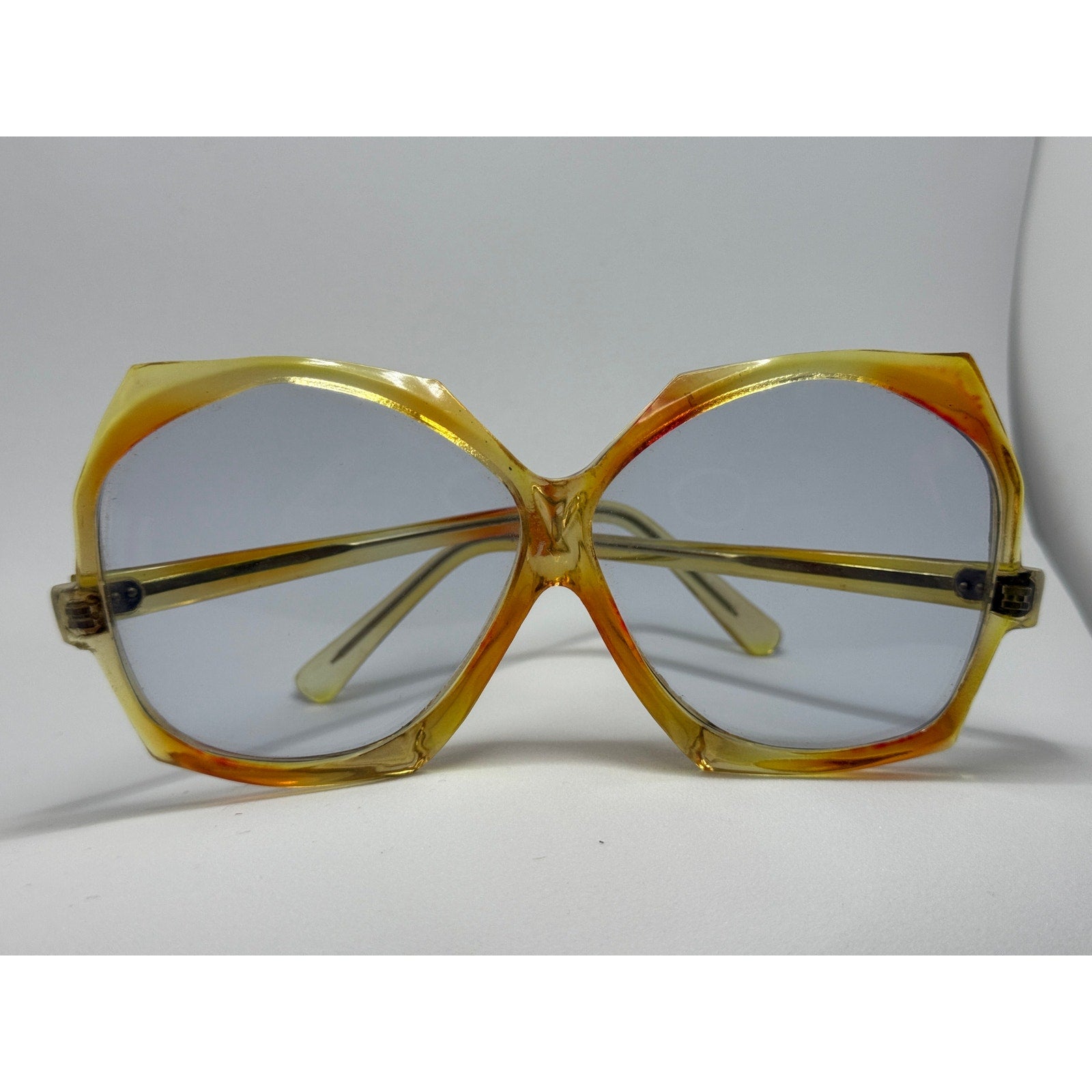RARE 70s Vintage Oversized Mod Sunglasses | Translucent Sunset Orange