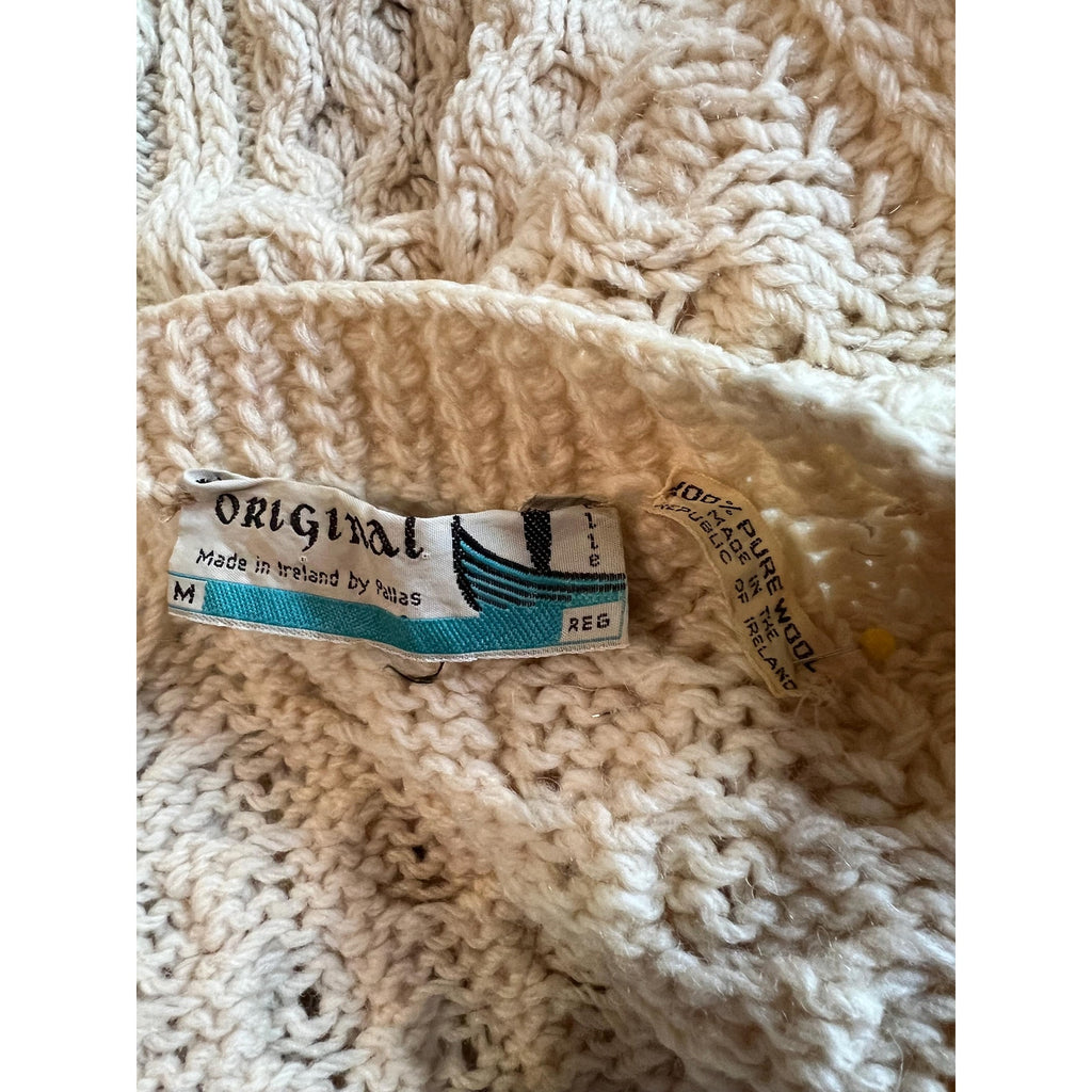 60s Pallas Irish Wool Fisherman Sweater / Cardigan | Size Medium