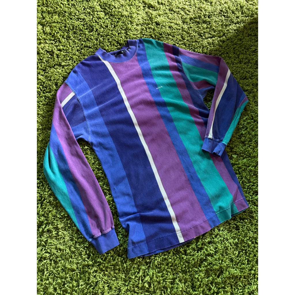 1990s Nautica Colorblock Striped Long Sleeve Rugby Shirt | 100% Cotton | XL