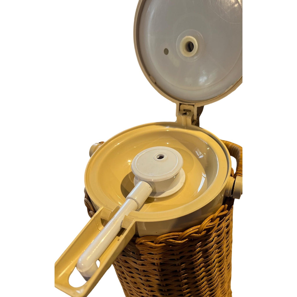 1970s Wicker Thermal Tea/Coffee Carafe Dispenser