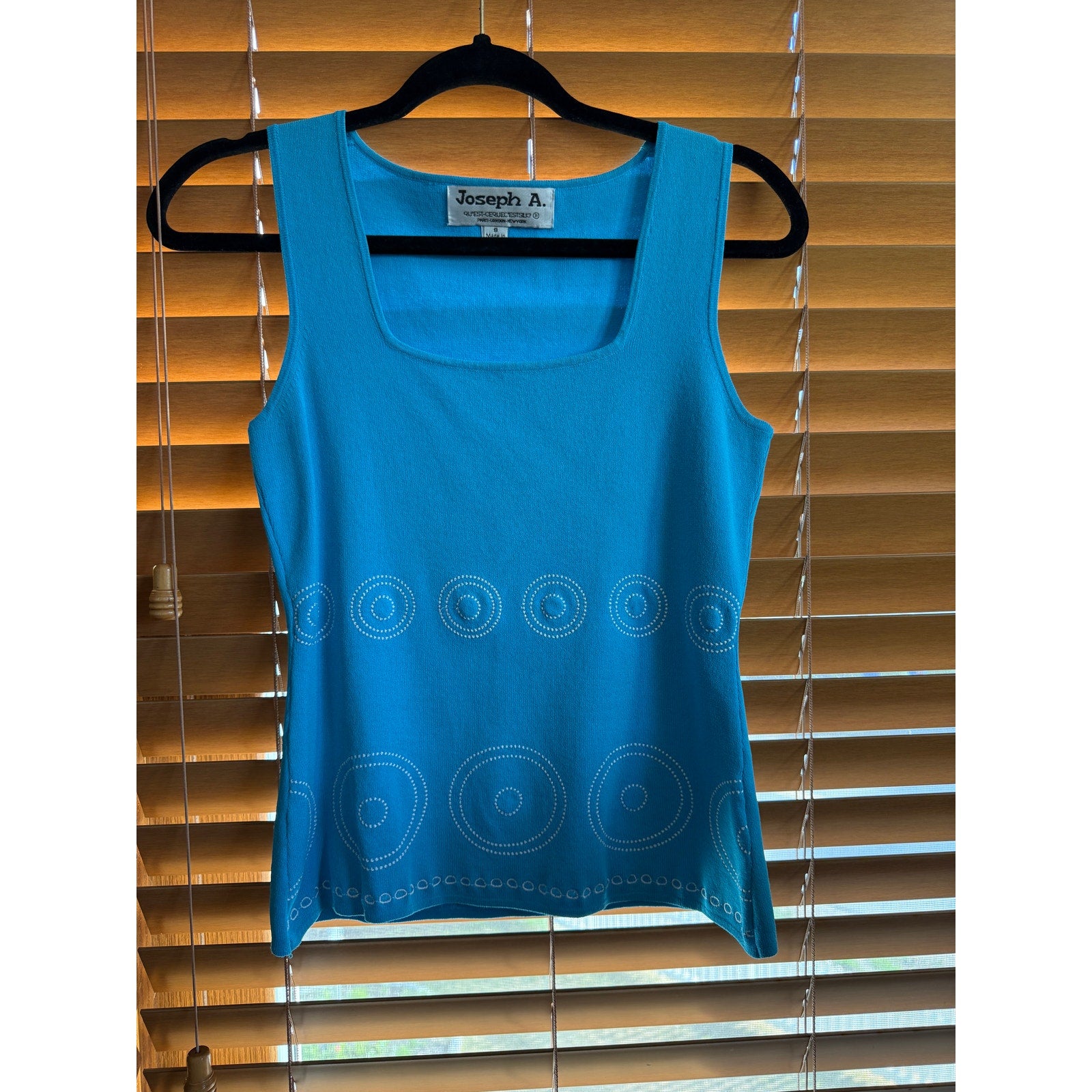 1990s Joseph A. Square Neck Knit Tank Top | Baby Blue | Size M