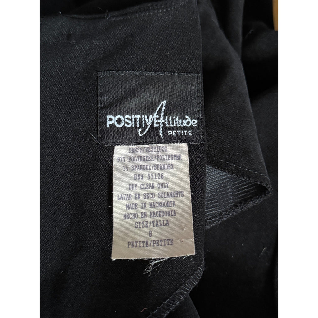 1980s Positive Attitude Velvet Long Sleeve Little Black Dress | 8 Petite